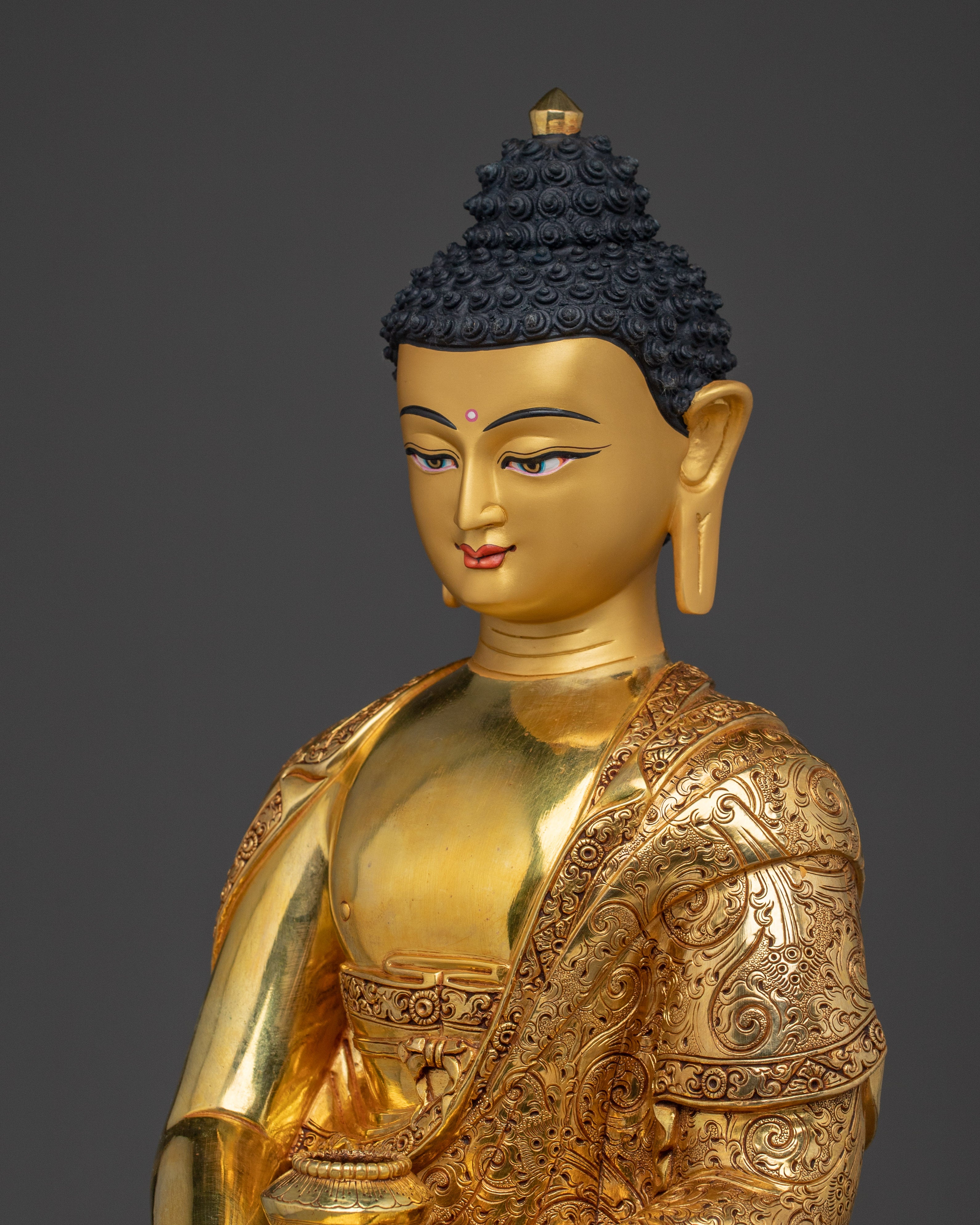 Serene Amitabha Buddha Golden Copper Statue | Ruler of the Pure land