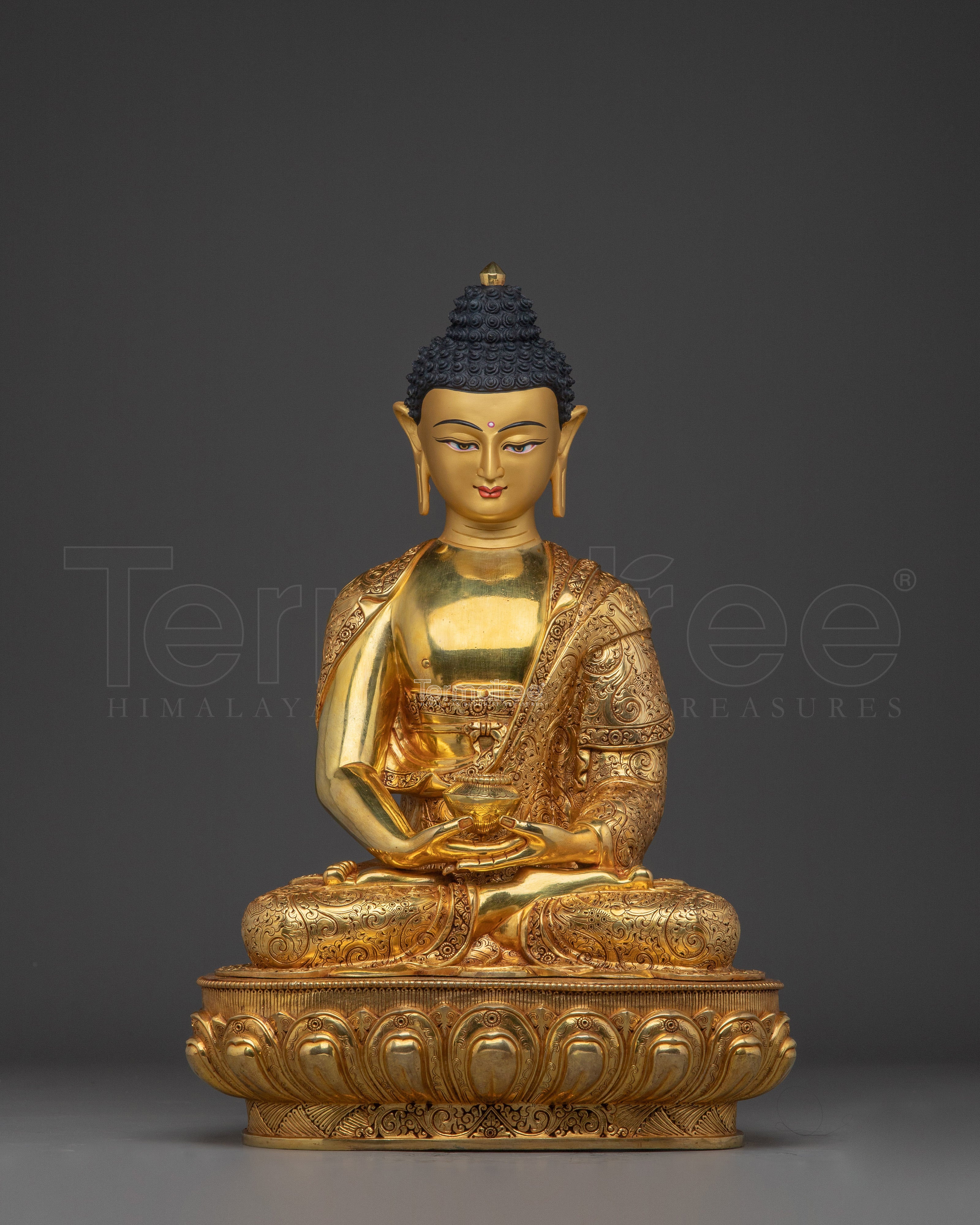 Serene Amitabha Buddha Golden Copper Statue | Ruler of the Pure land
