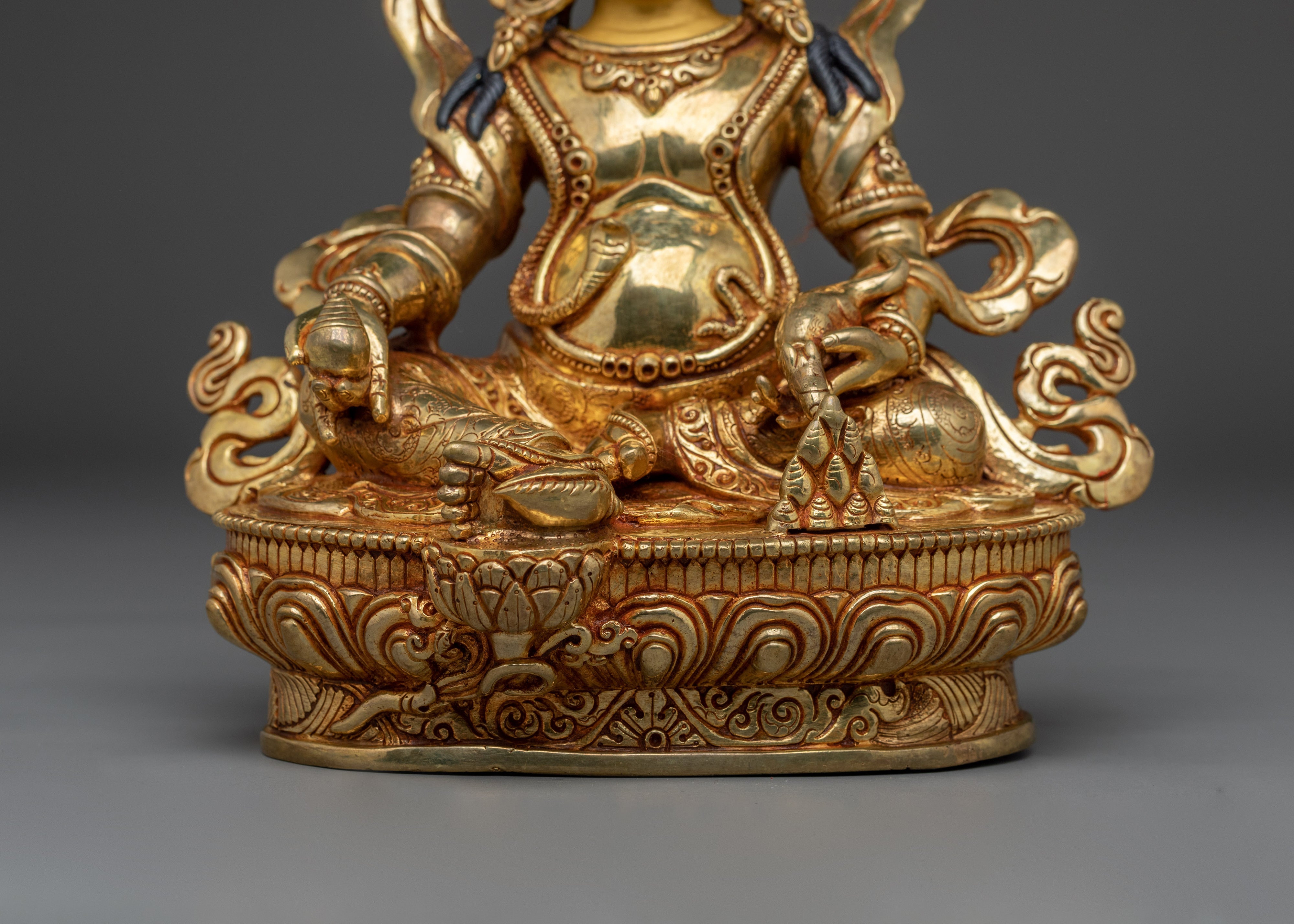 Powerful Wealth Deity Dzambhala Statue | 24K Gold Gilded Statue