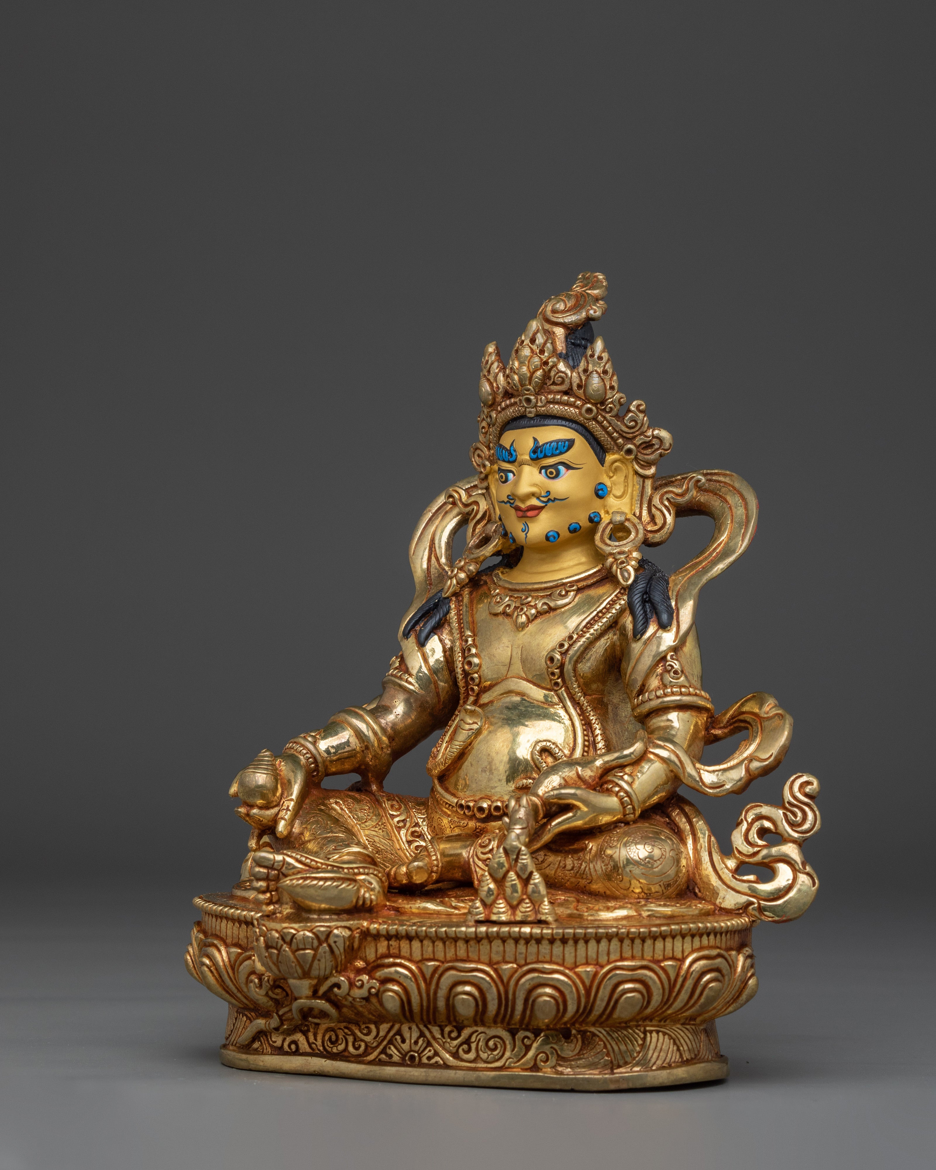 Powerful Wealth Deity Dzambhala Statue | 24K Gold Gilded Statue