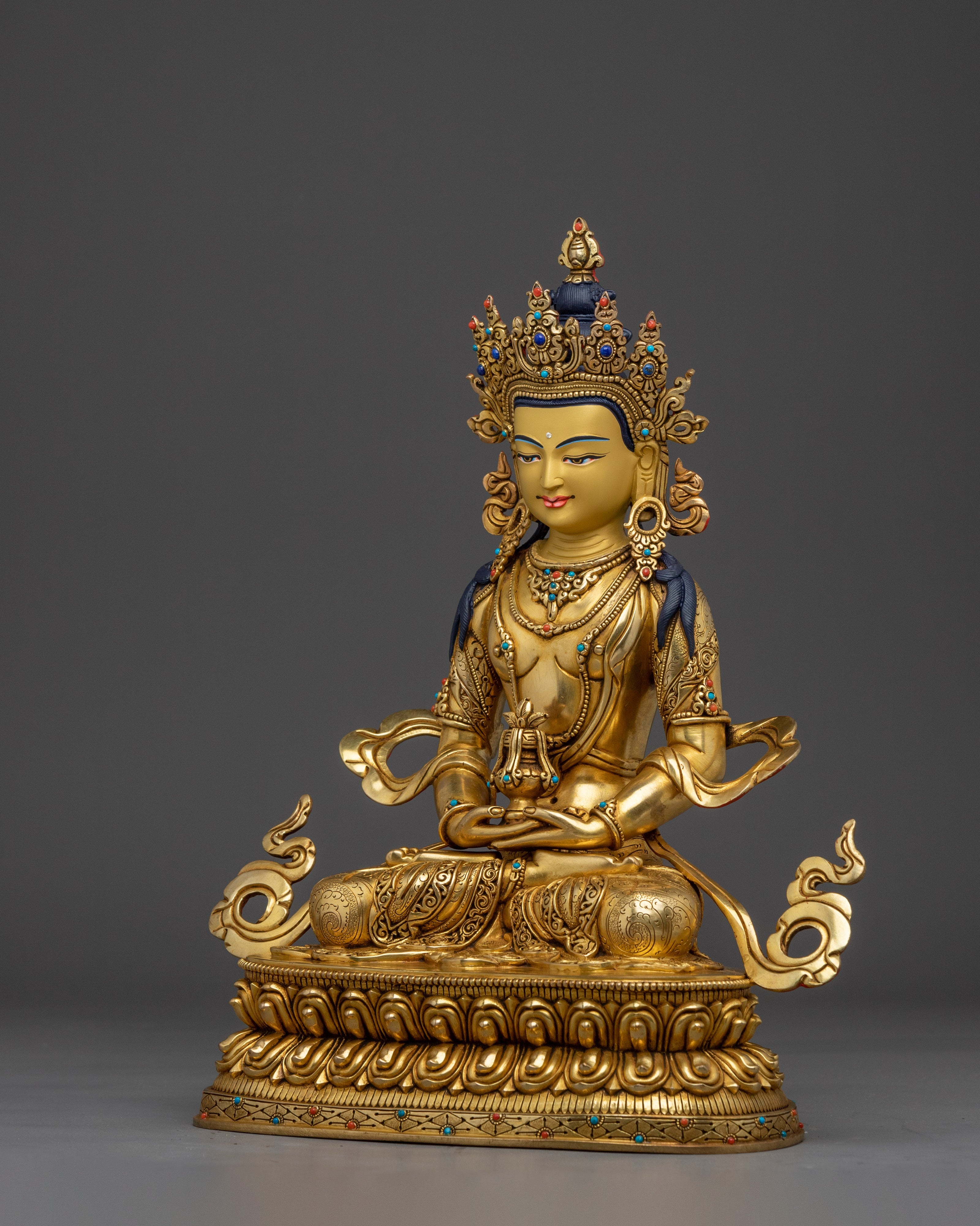 Handcrafted Amitayus copper statue | Meditation and Spiritual Longevity