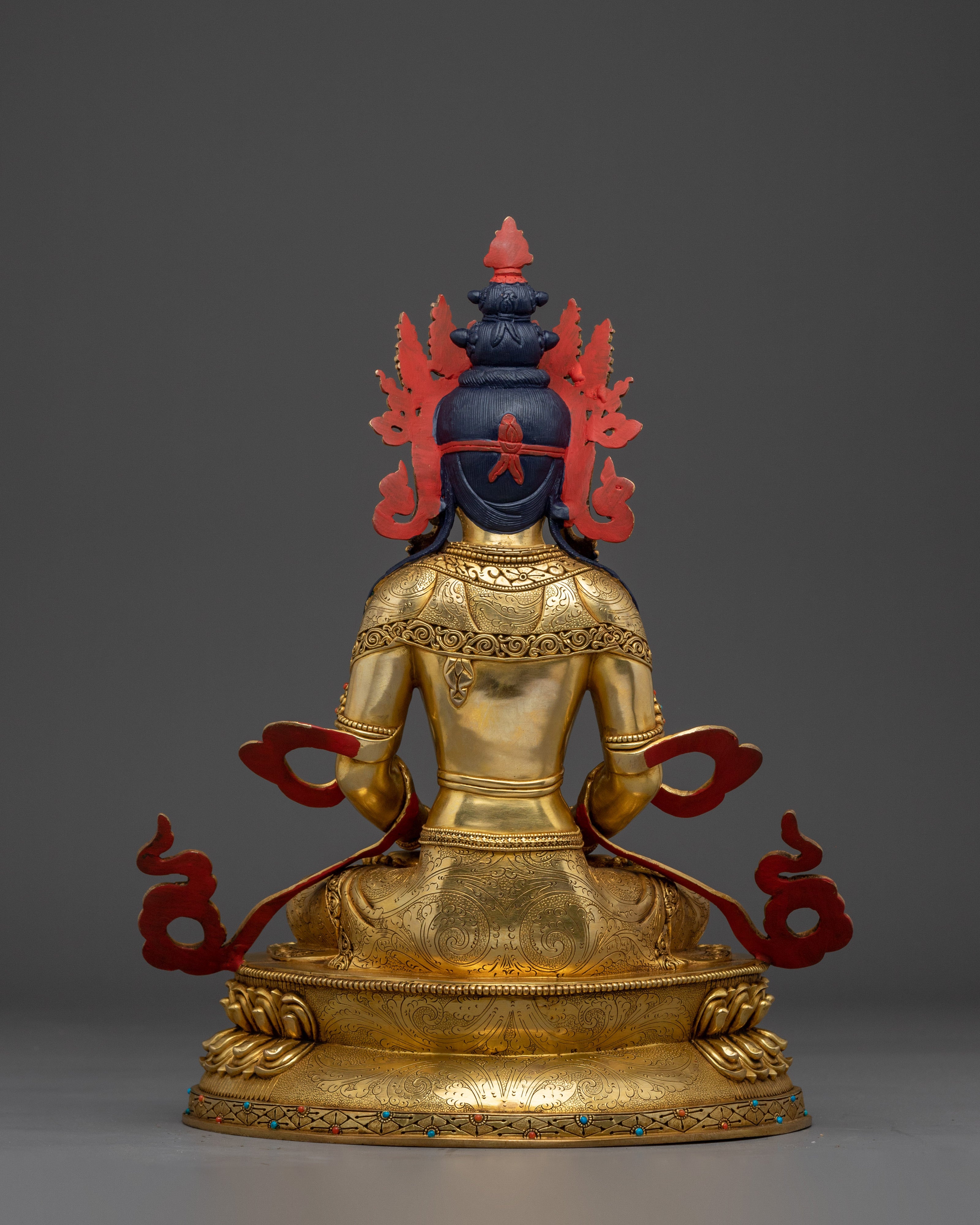 Handcrafted Amitayus copper statue | Meditation and Spiritual Longevity