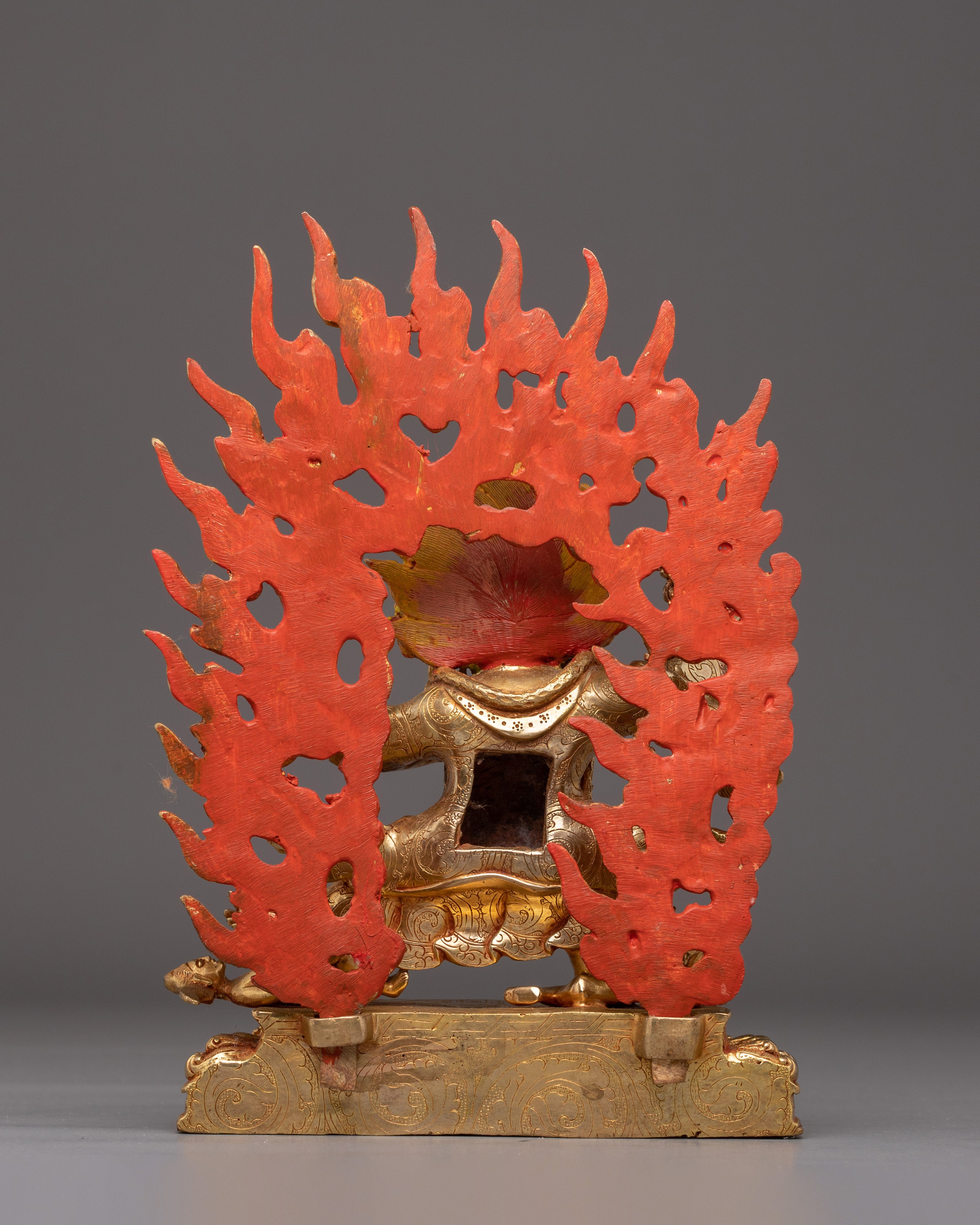 Handmade Buddhist Deity Mahakala Bernagchen Art | 24k Gold Gilded Sculpture