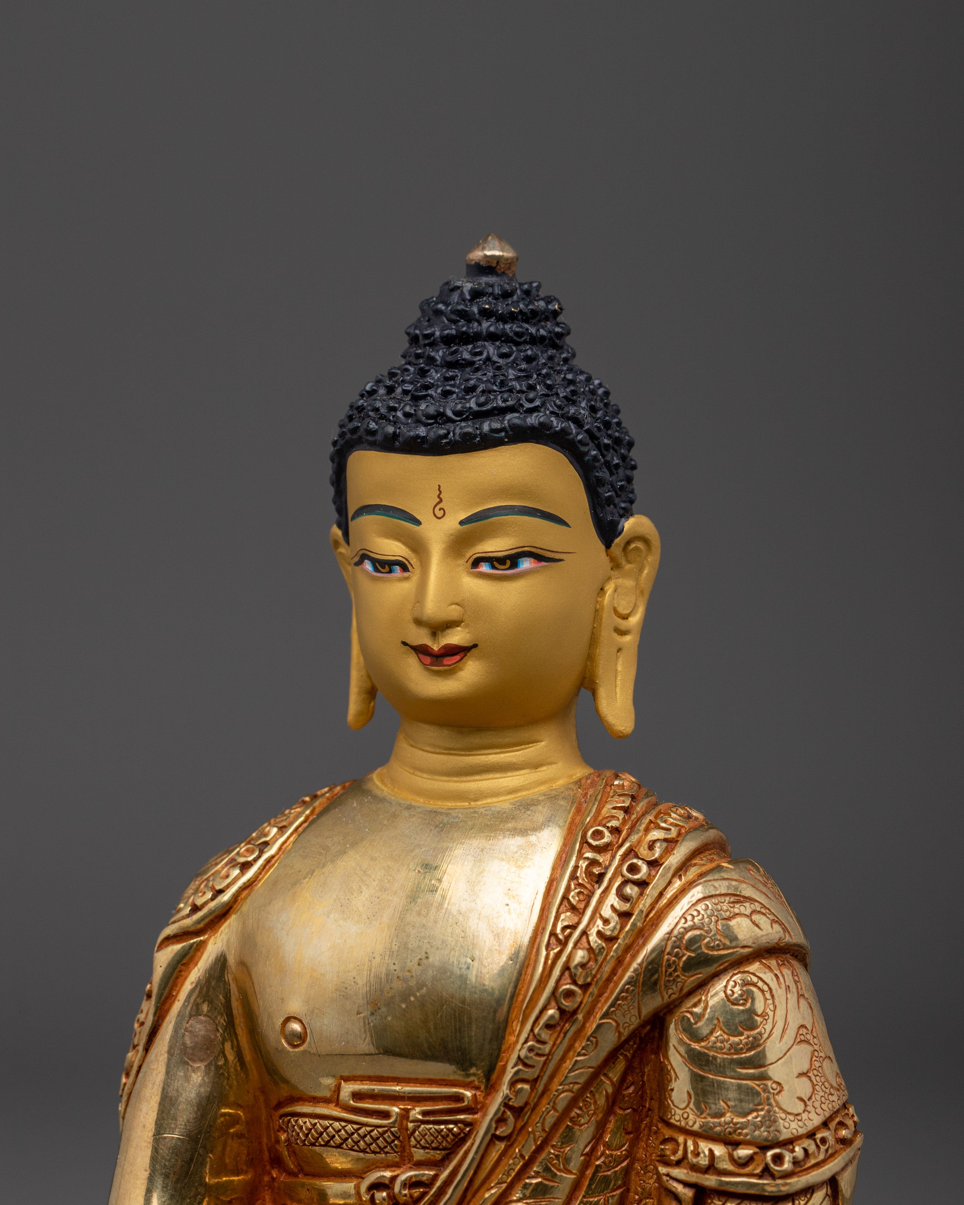 Handmade Gautama Buddha Art - Dharma Teacher | Copper Body 8.3" Sculpture