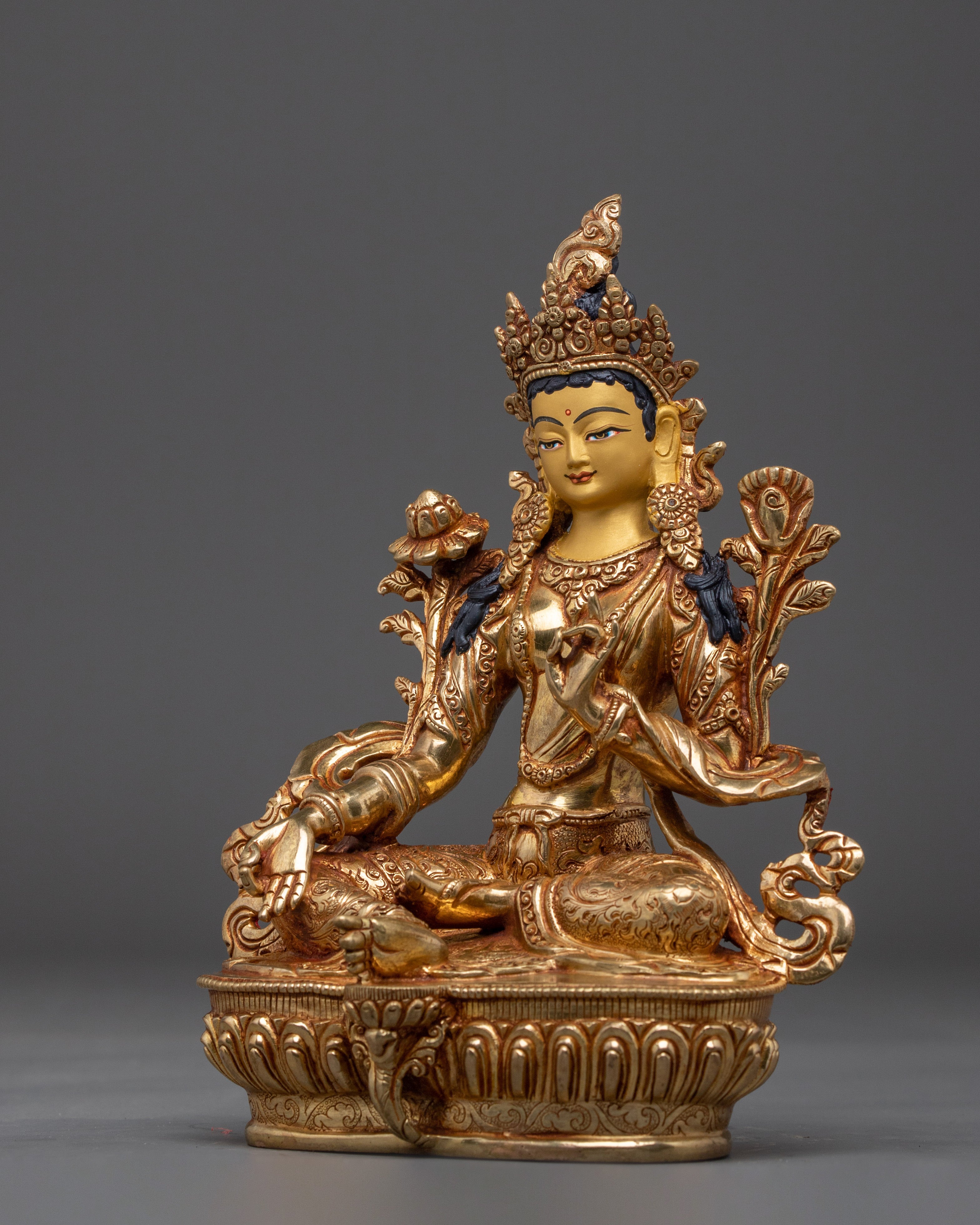 Sacred Feminine Figurine of Green Tara | Bodhisattva of Compassion
