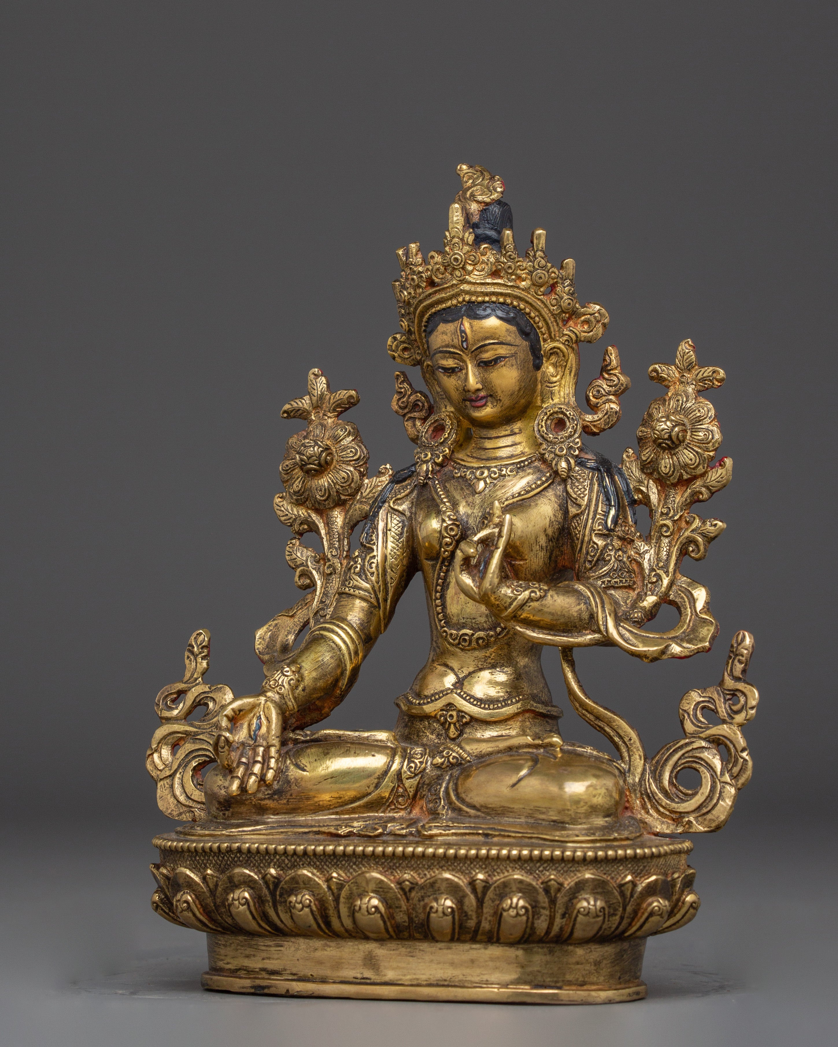 Golden Sita Tara Tibetan Deity Artwork | White Tara - Healing Deity