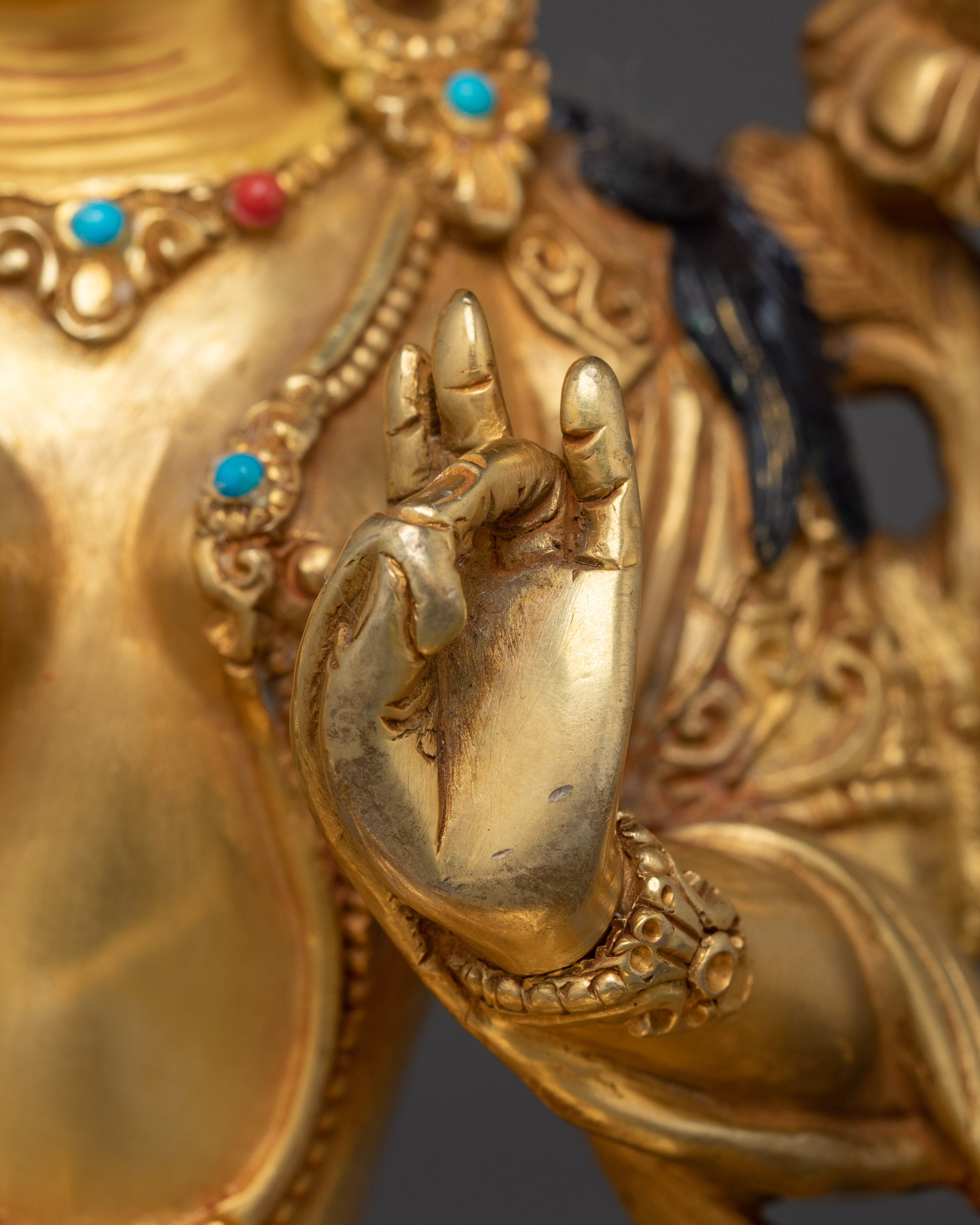 Himalayan Golden Shyama Tara Statue | Green Tara Artwork