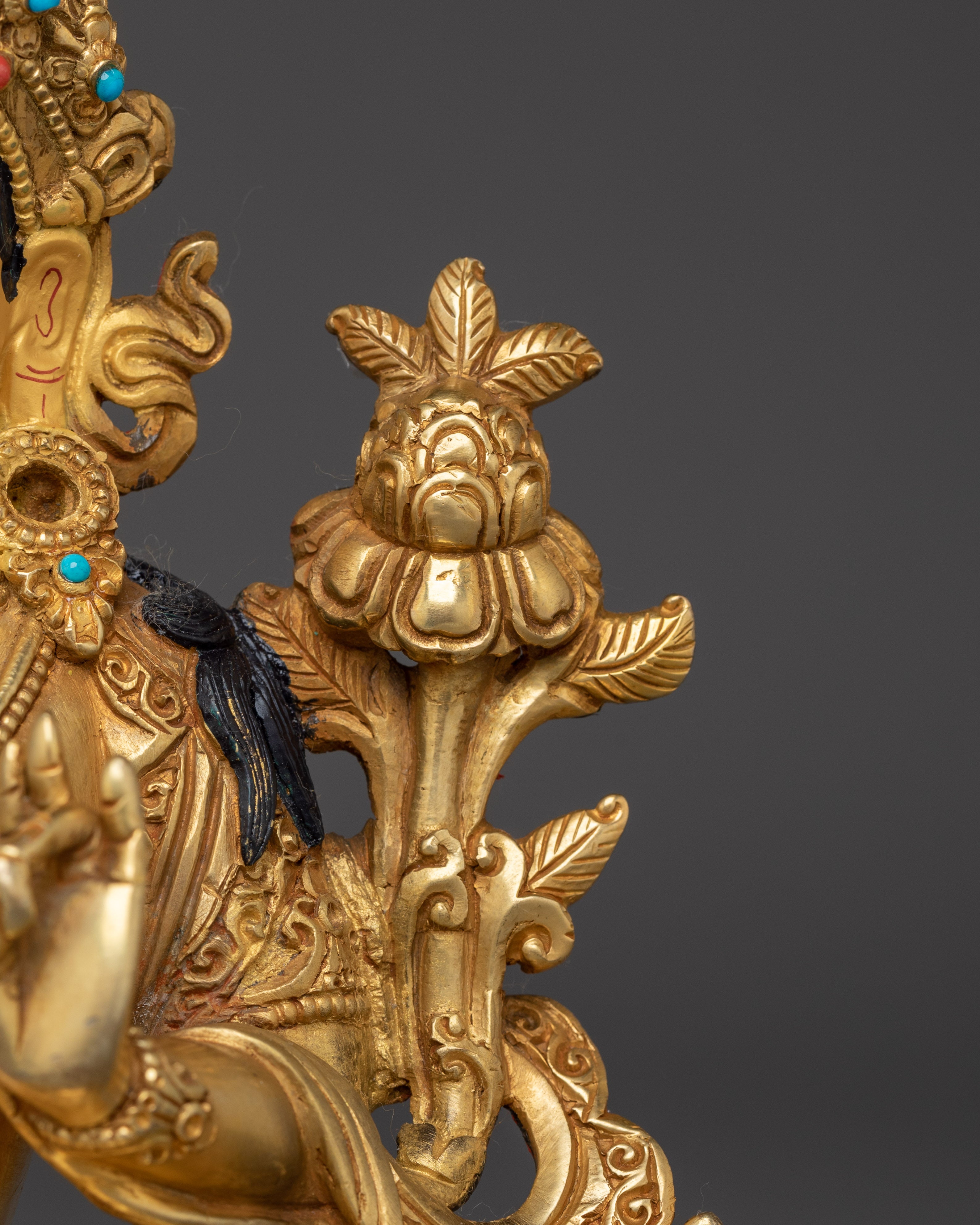 Himalayan Golden Shyama Tara Statue | Green Tara Artwork