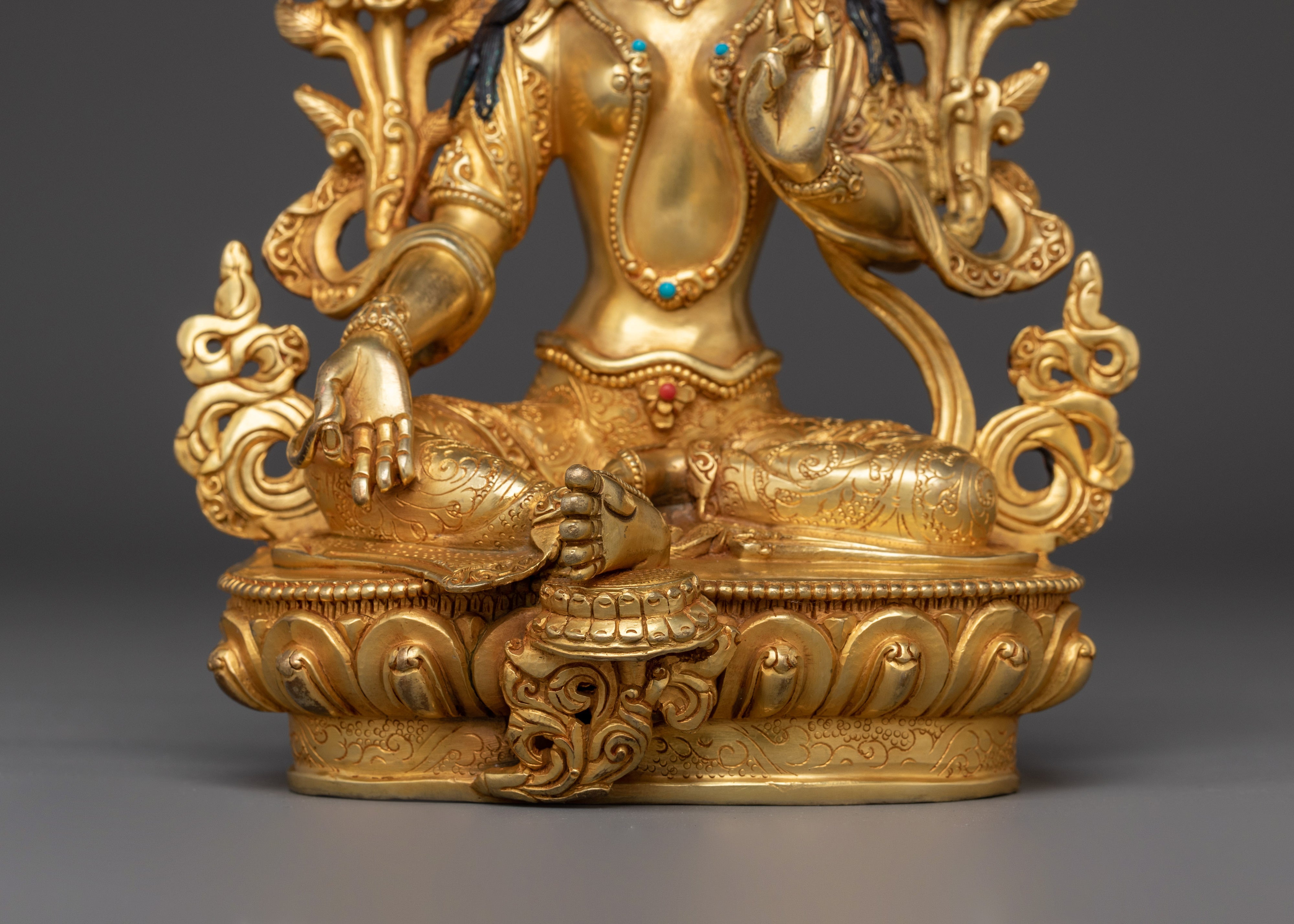 Himalayan Golden Shyama Tara Statue | Green Tara Artwork