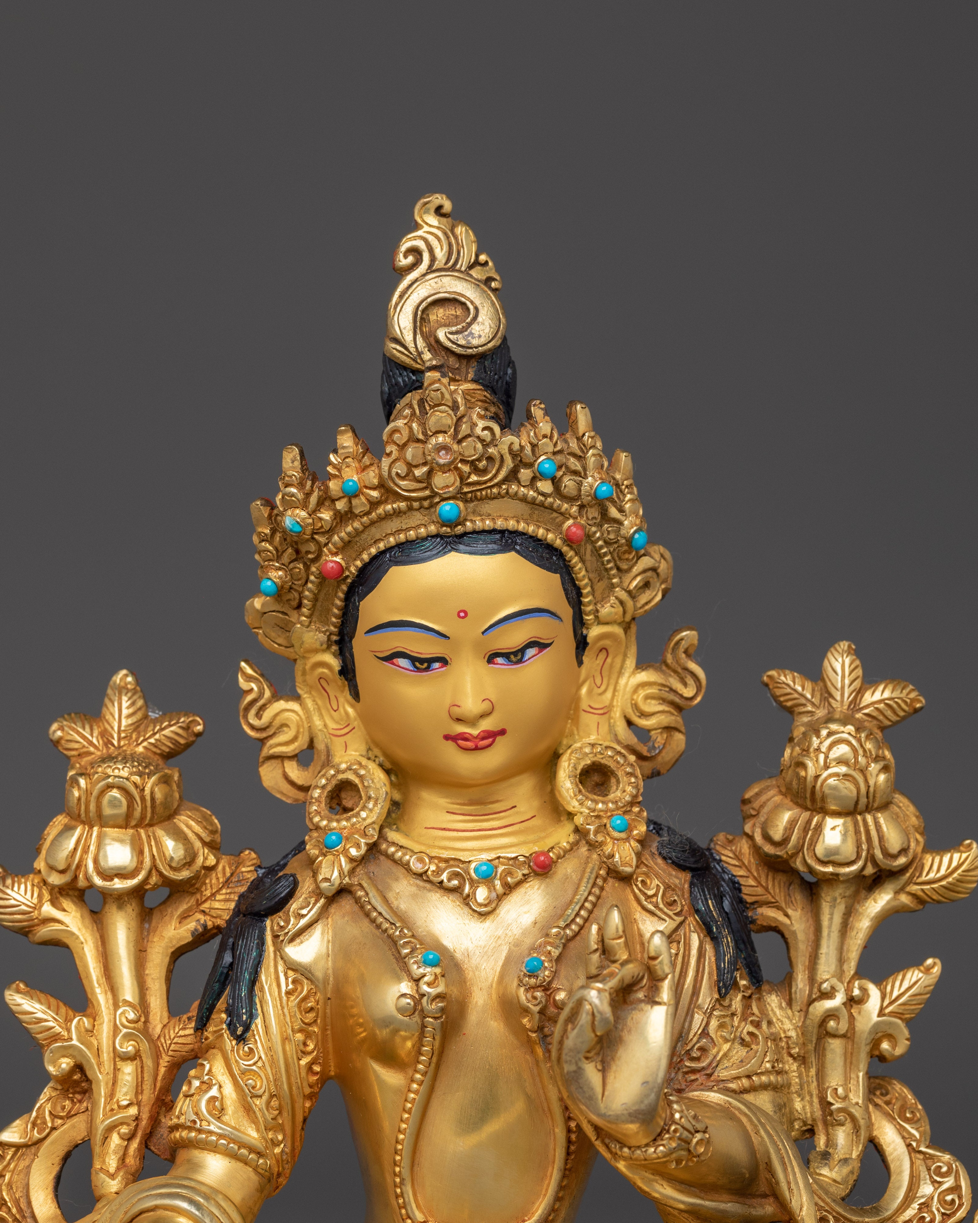 Himalayan Golden Shyama Tara Statue | Green Tara Artwork