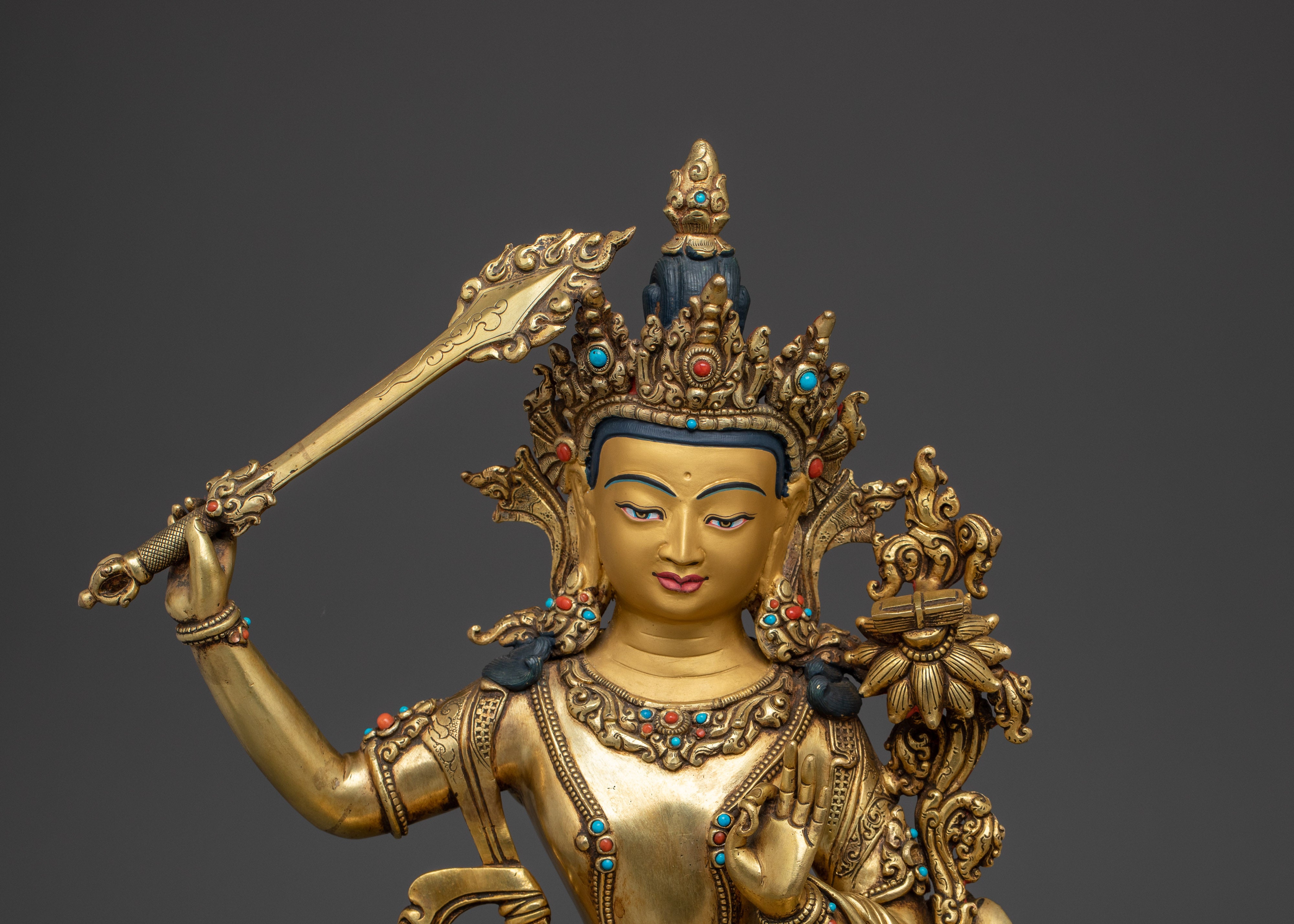 Mahayana Buddhist Figurine of Manjushri | Bodhisattva of Wisdom