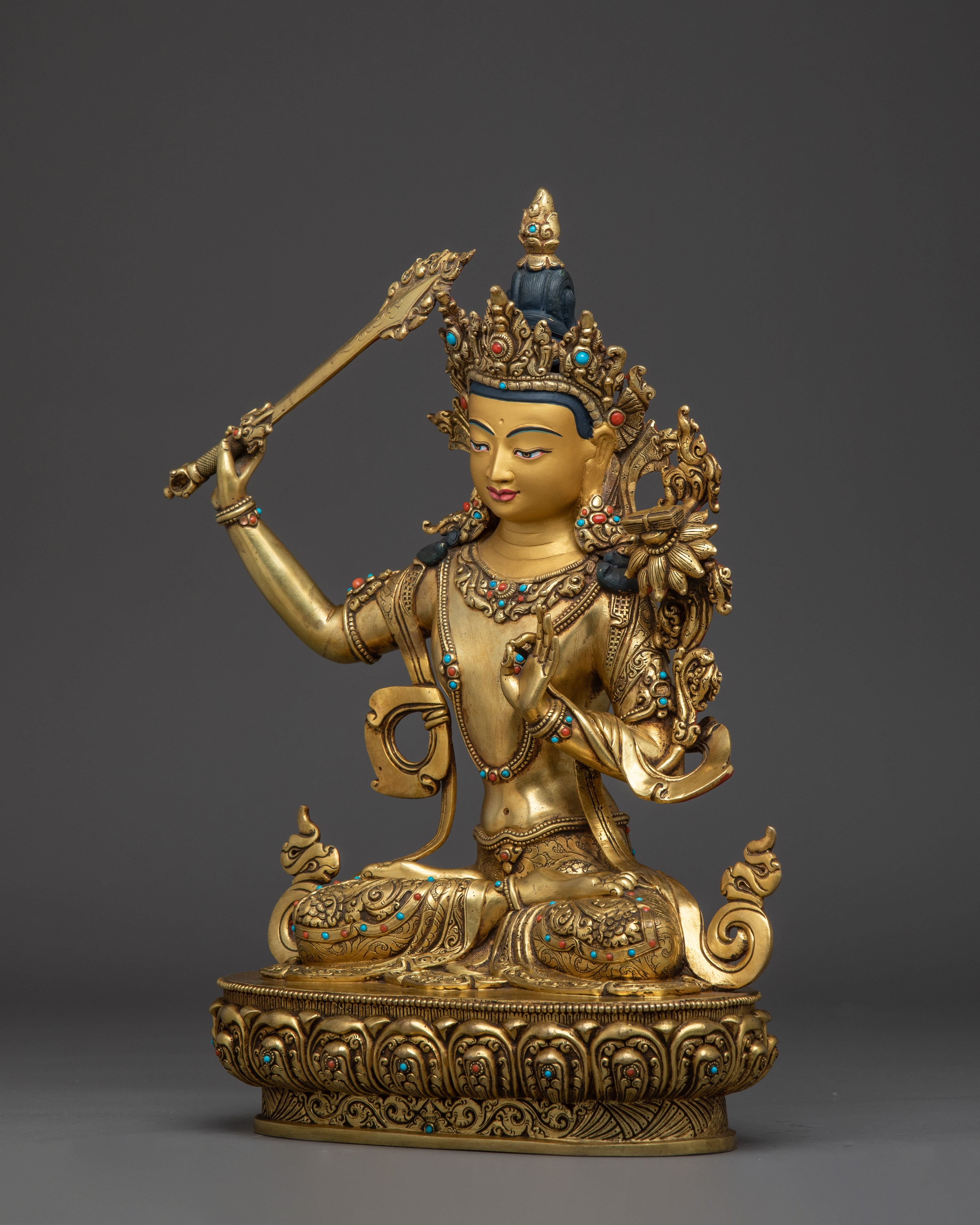 Mahayana Buddhist Figurine of Manjushri | Bodhisattva of Wisdom