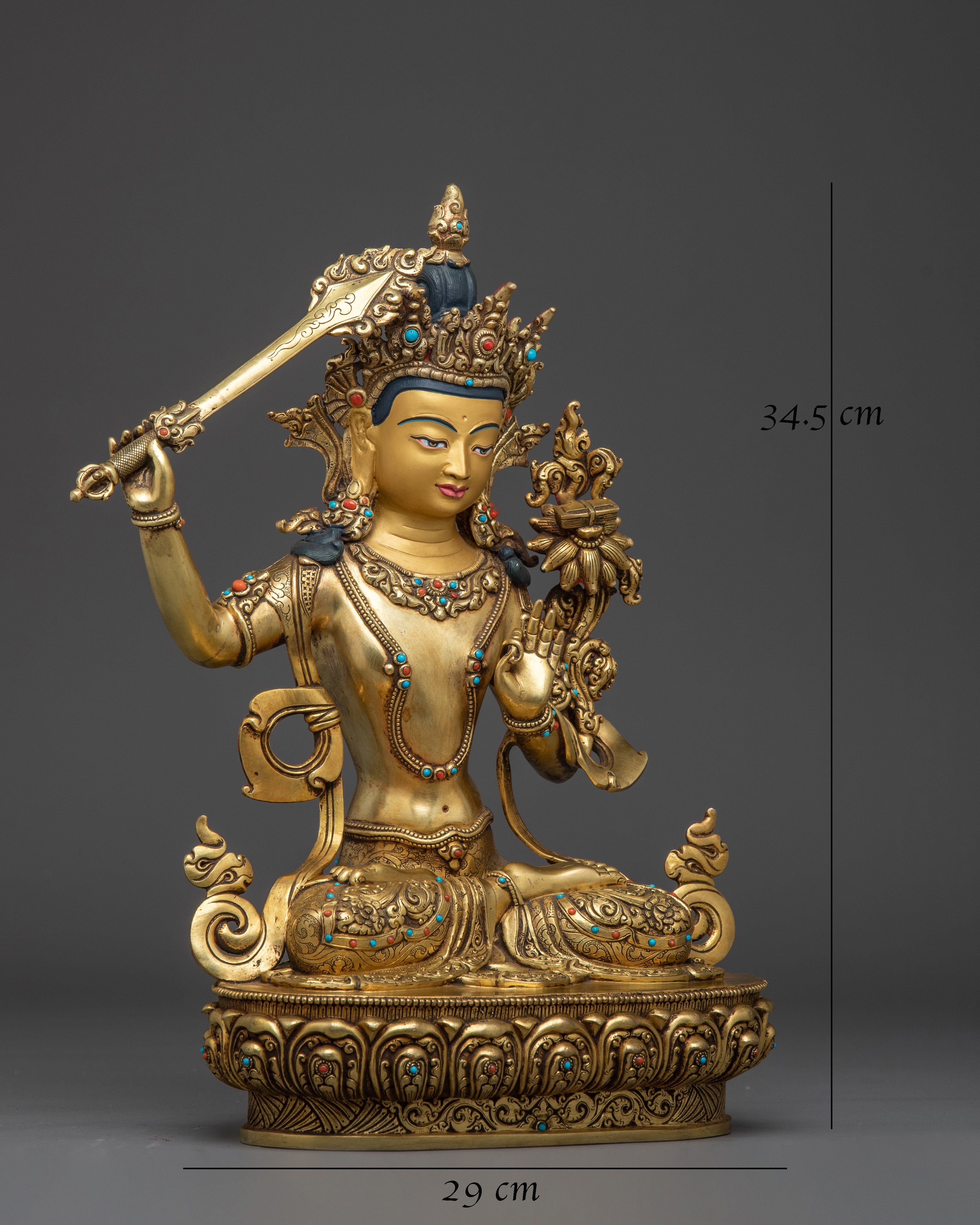 Mahayana Buddhist Figurine of Manjushri | Bodhisattva of Wisdom