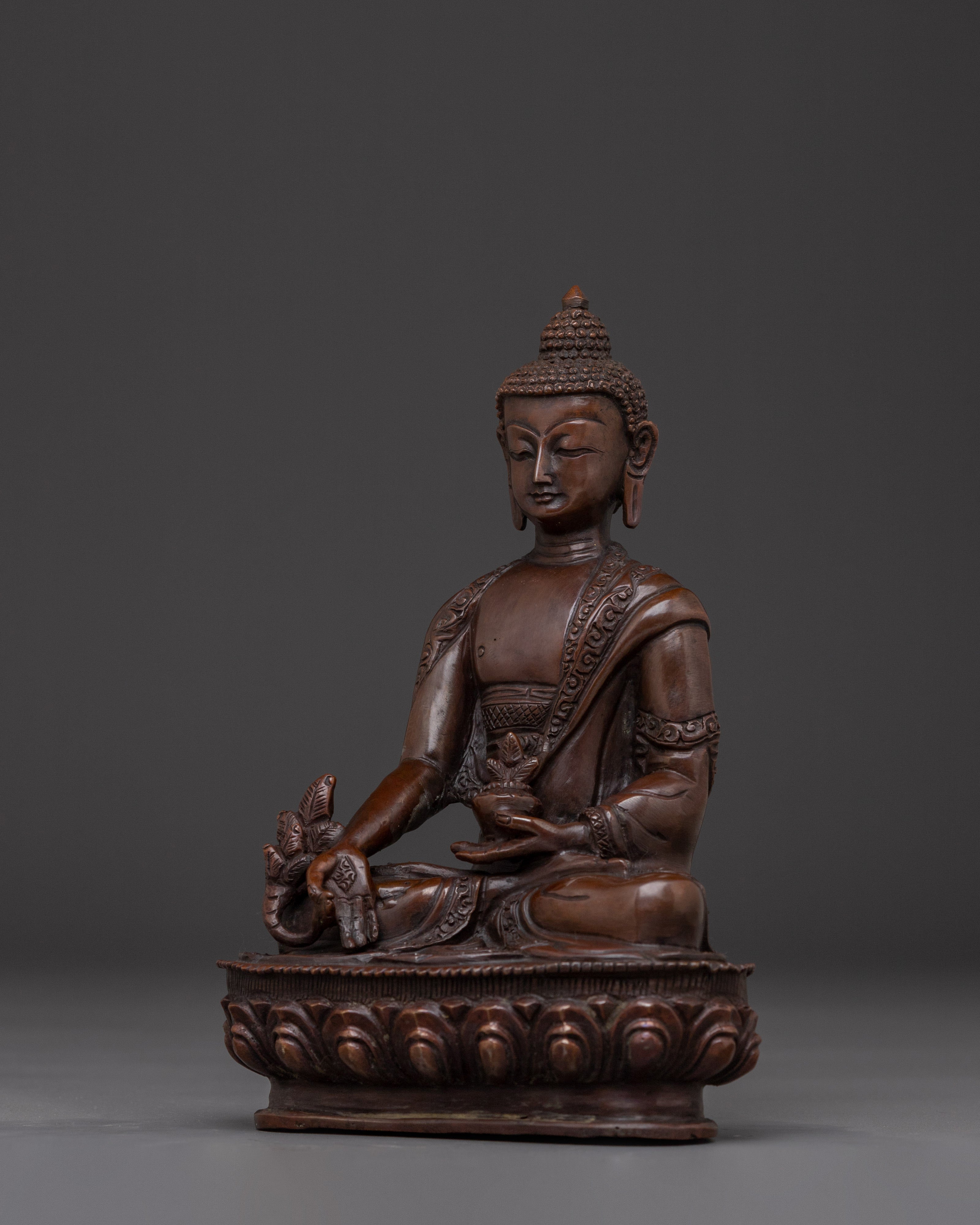 Healing Icon Medicine Buddha Statue | Oxidized Himalayan Artwork