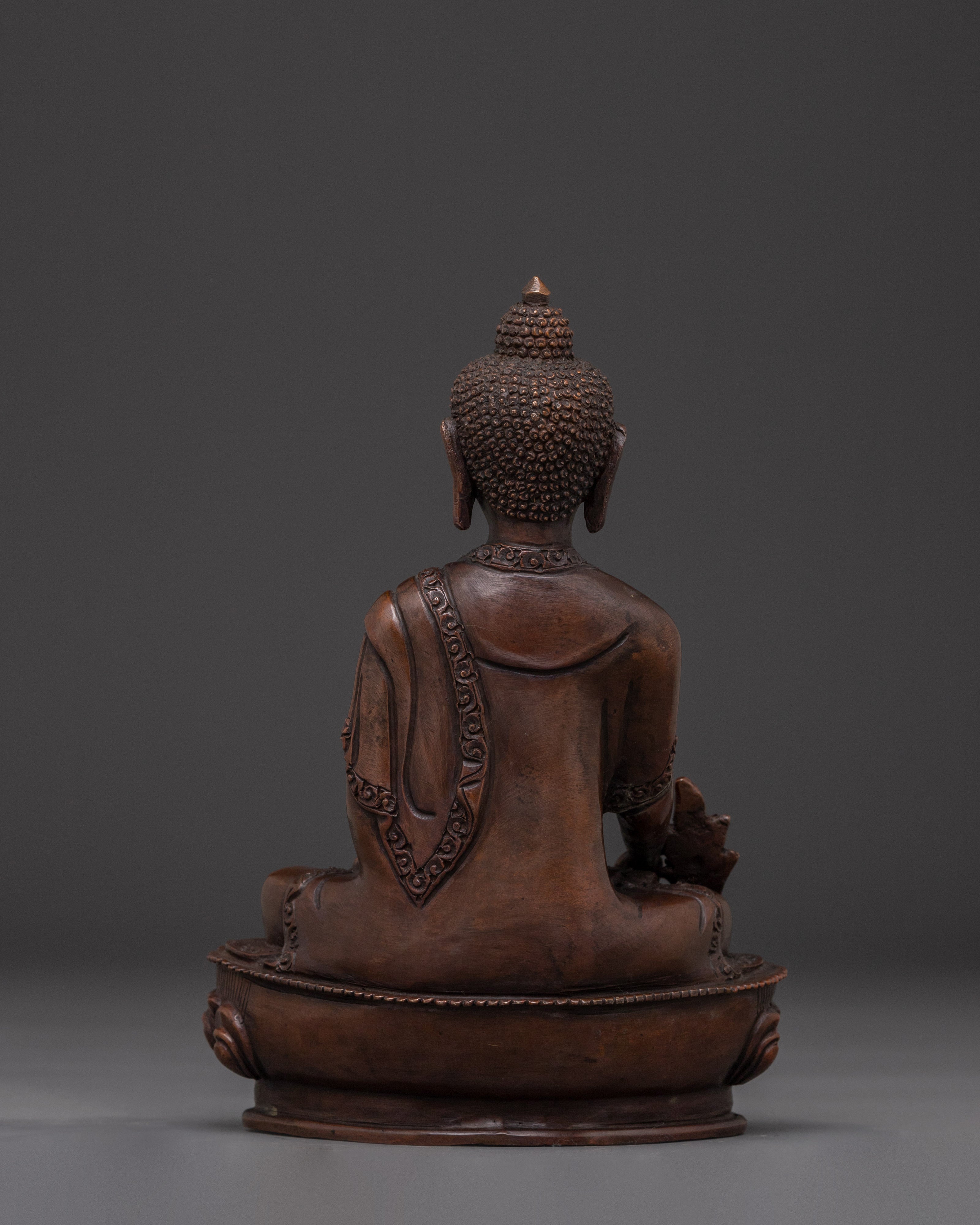 Healing Icon Medicine Buddha Statue | Oxidized Himalayan Artwork