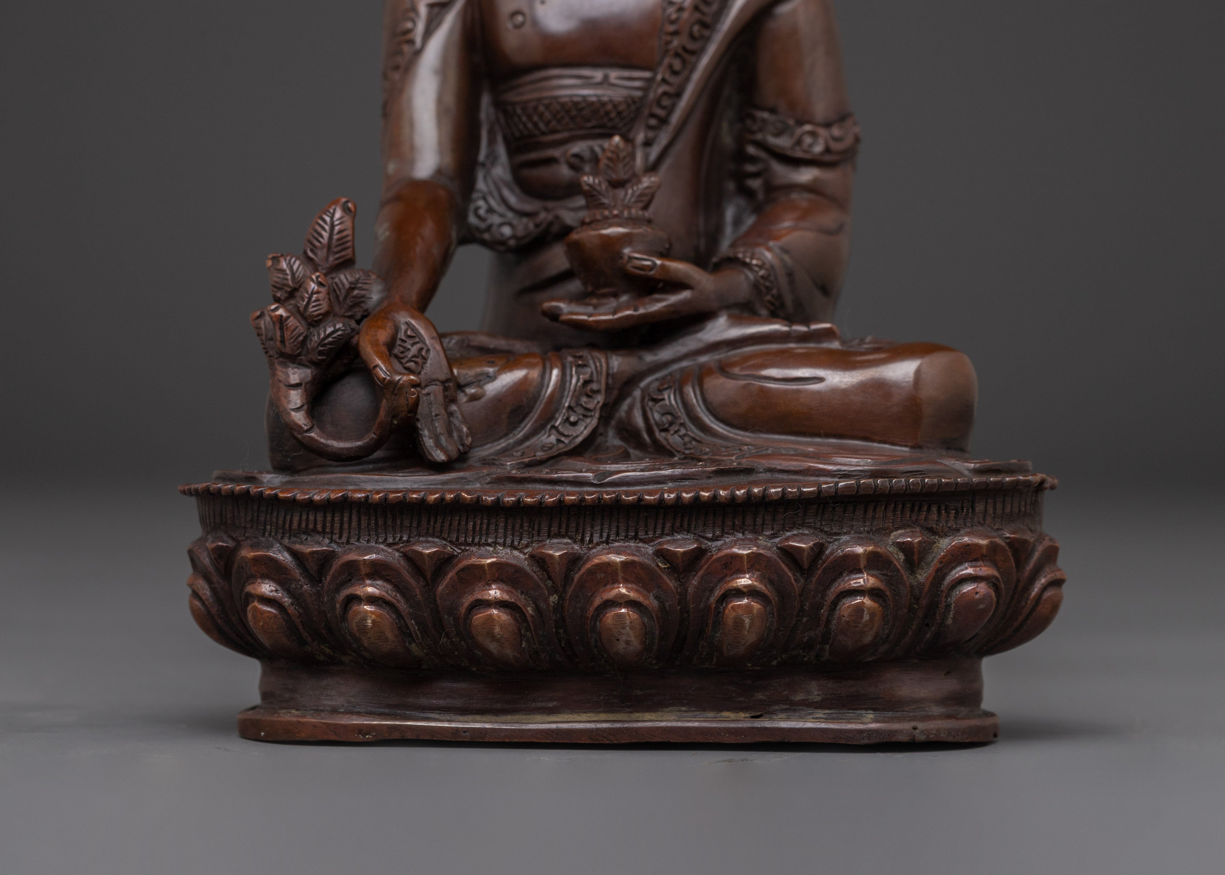 Healing Icon Medicine Buddha Statue | Oxidized Himalayan Artwork