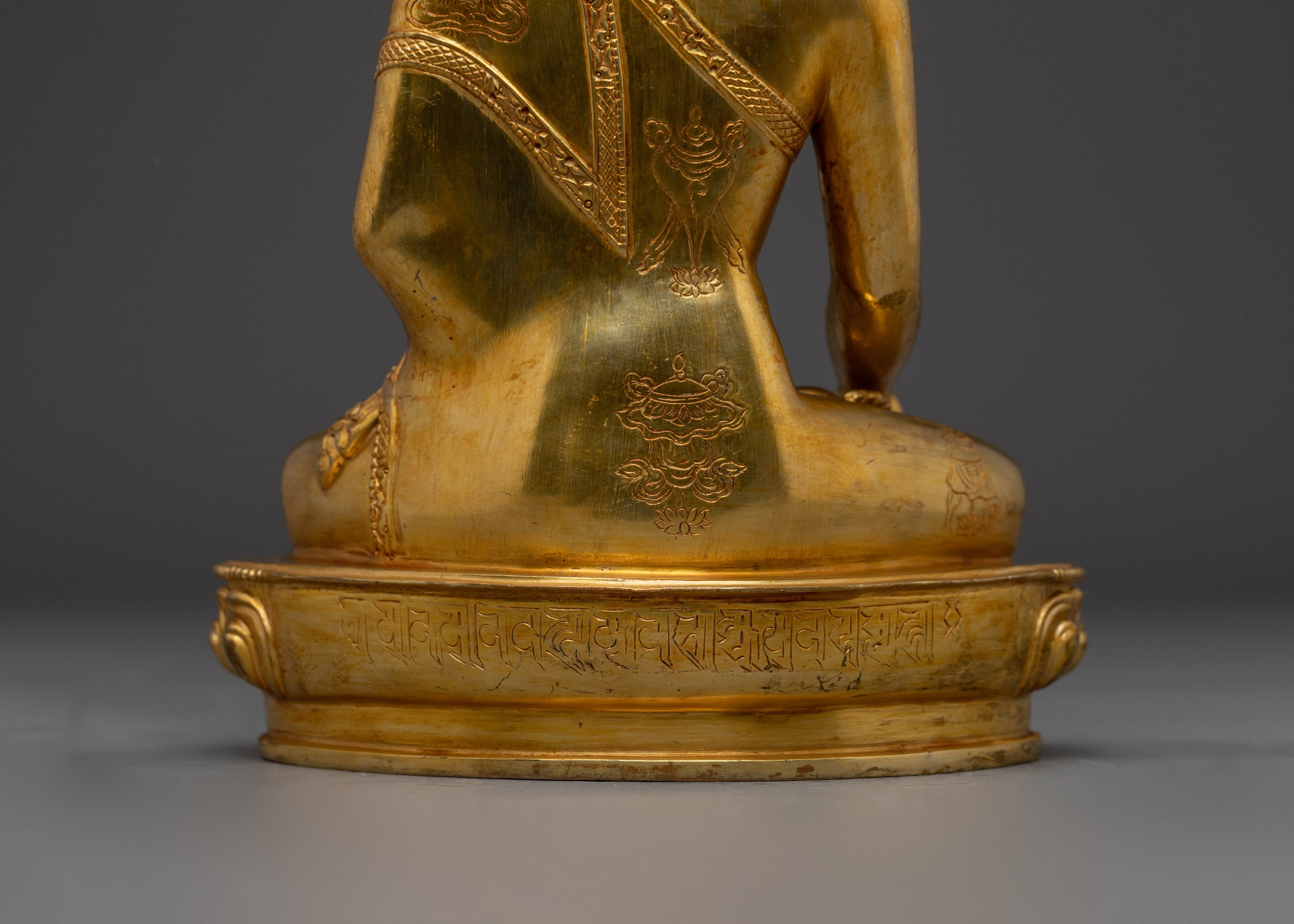 Gold Gilded Crown Shakyamuni Buddha Statue | Divine Copper Artwork with Gemstones