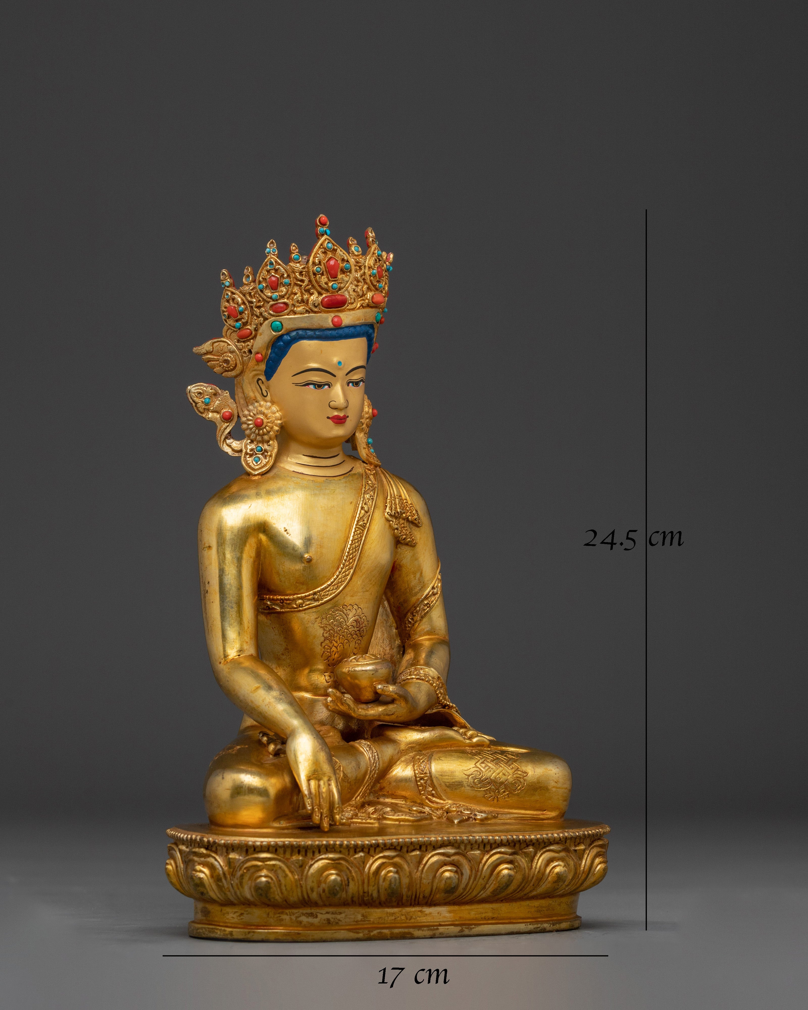 Gold Gilded Crown Shakyamuni Buddha Statue |