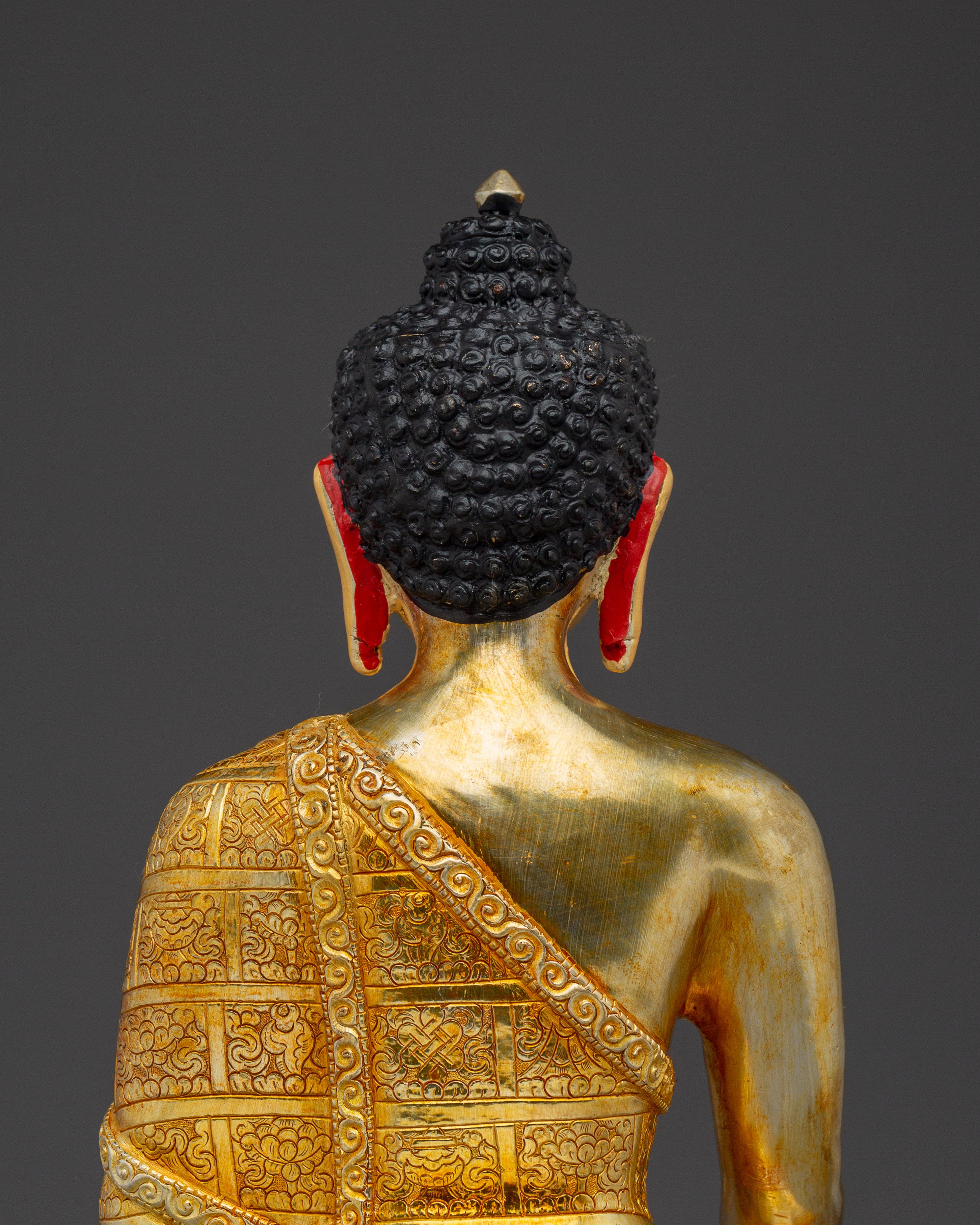 Handcrafted Copper Artwork Shakyamuni Buddha Statue | Gold and Acrylic Paintings