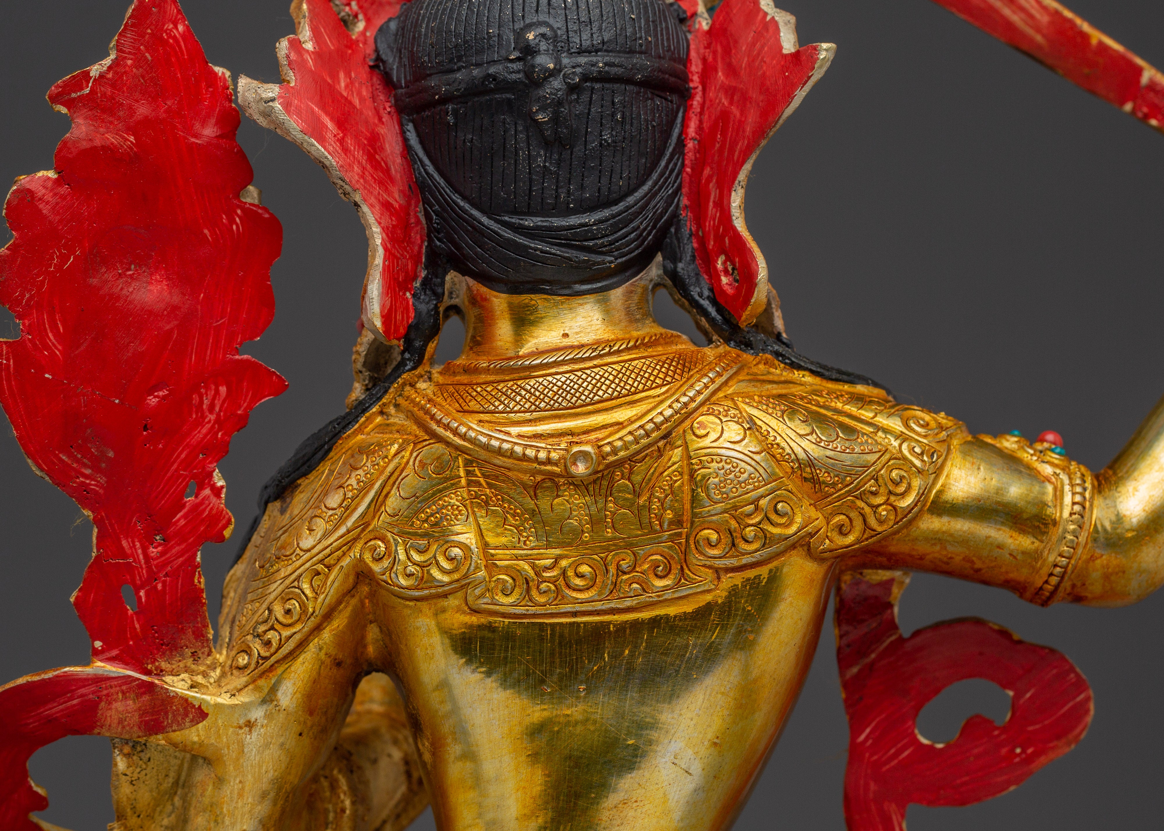 Handcrafted Manjushri Buddhist Copper Statue | Sacred Deity for Meditation Growth