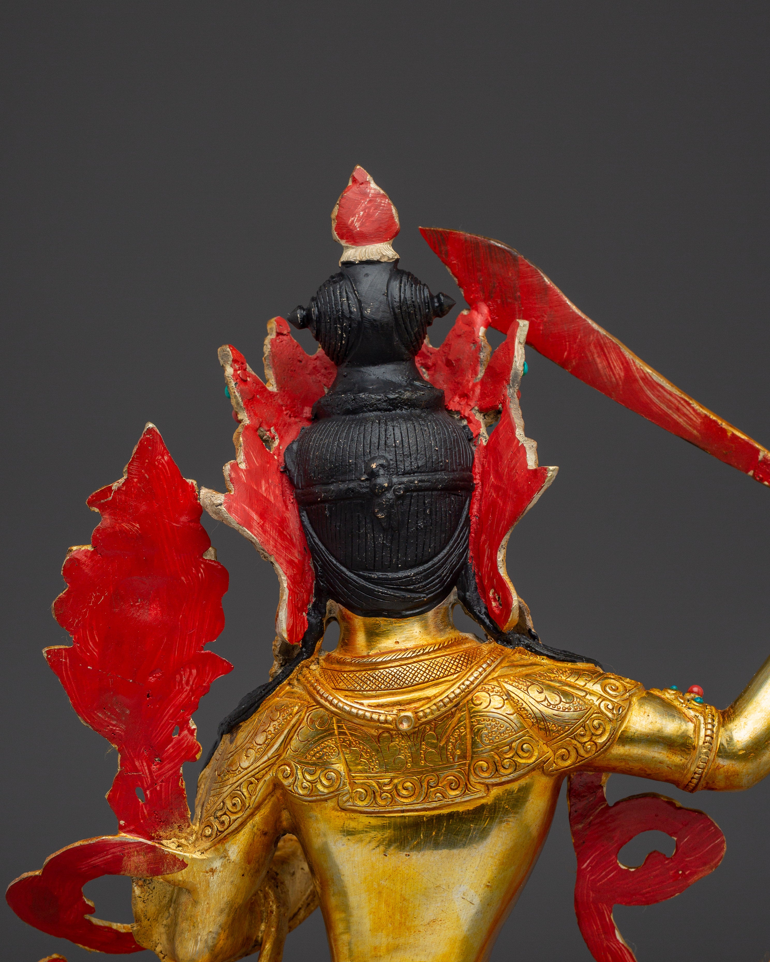 Handcrafted Manjushri Buddhist Copper Statue | Sacred Deity for Meditation Growth