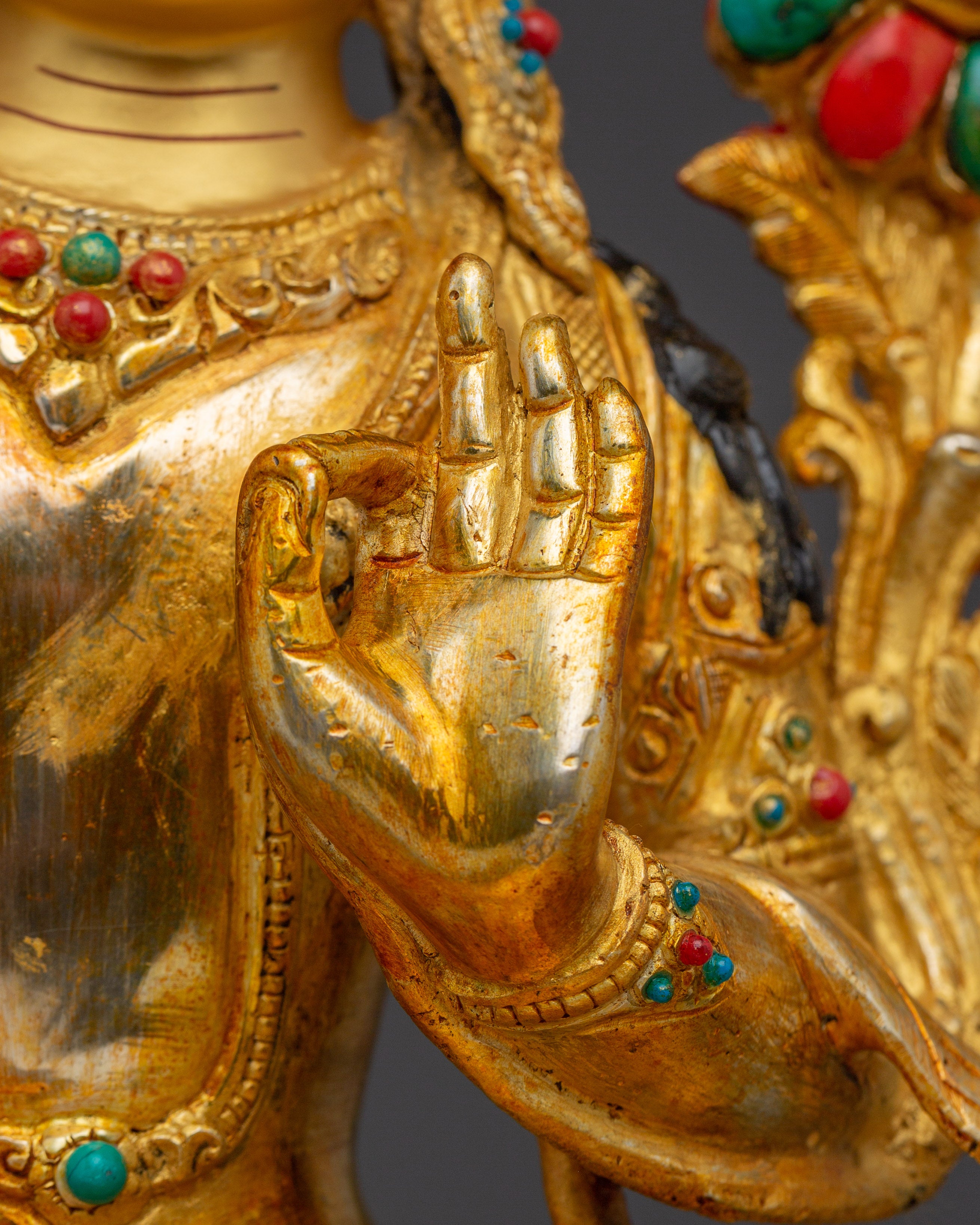 Handcrafted Manjushri Buddhist Copper Statue | Sacred Deity for Meditation Growth