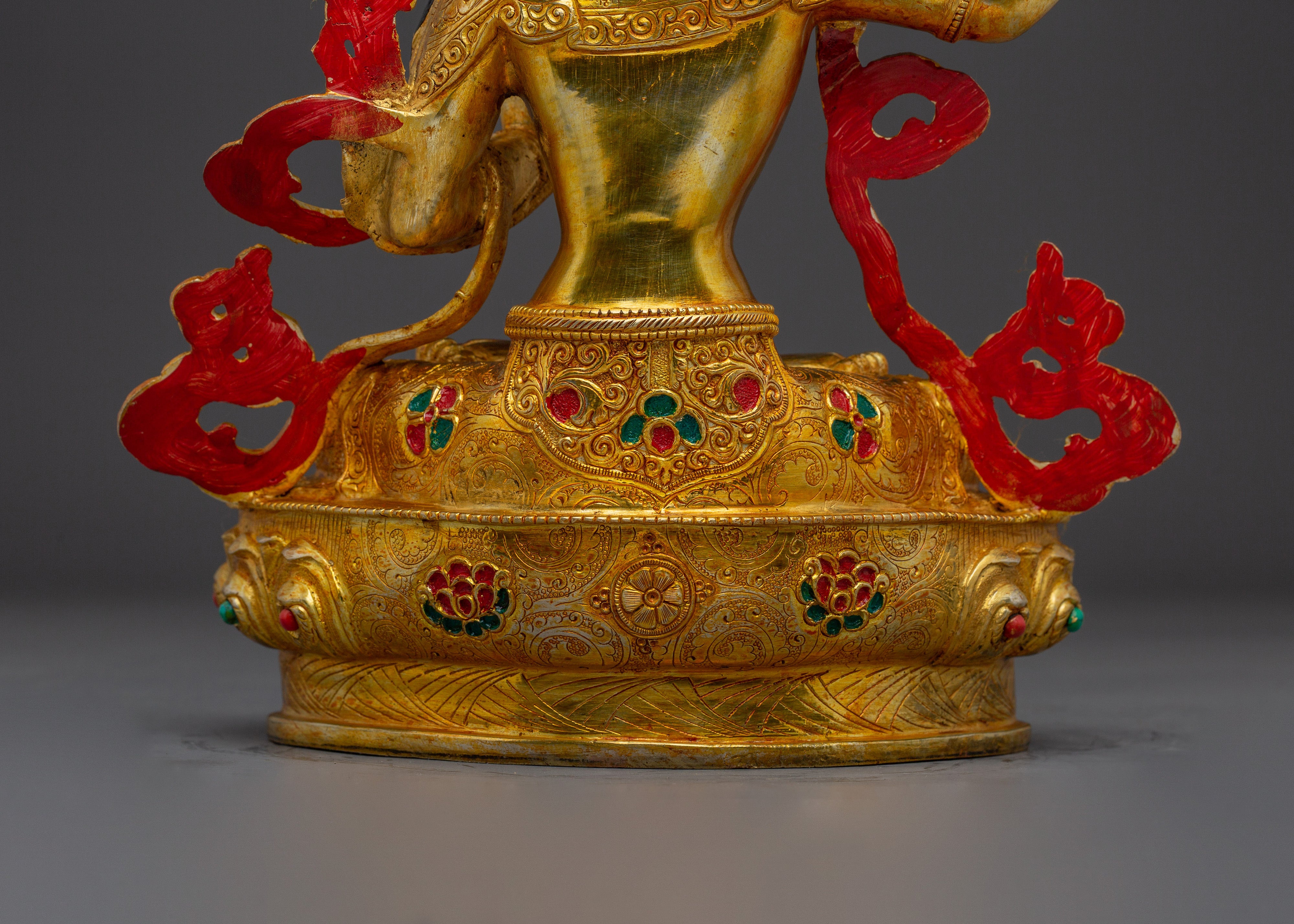 Handcrafted Manjushri Buddhist Copper Statue | Sacred Deity for Meditation Growth