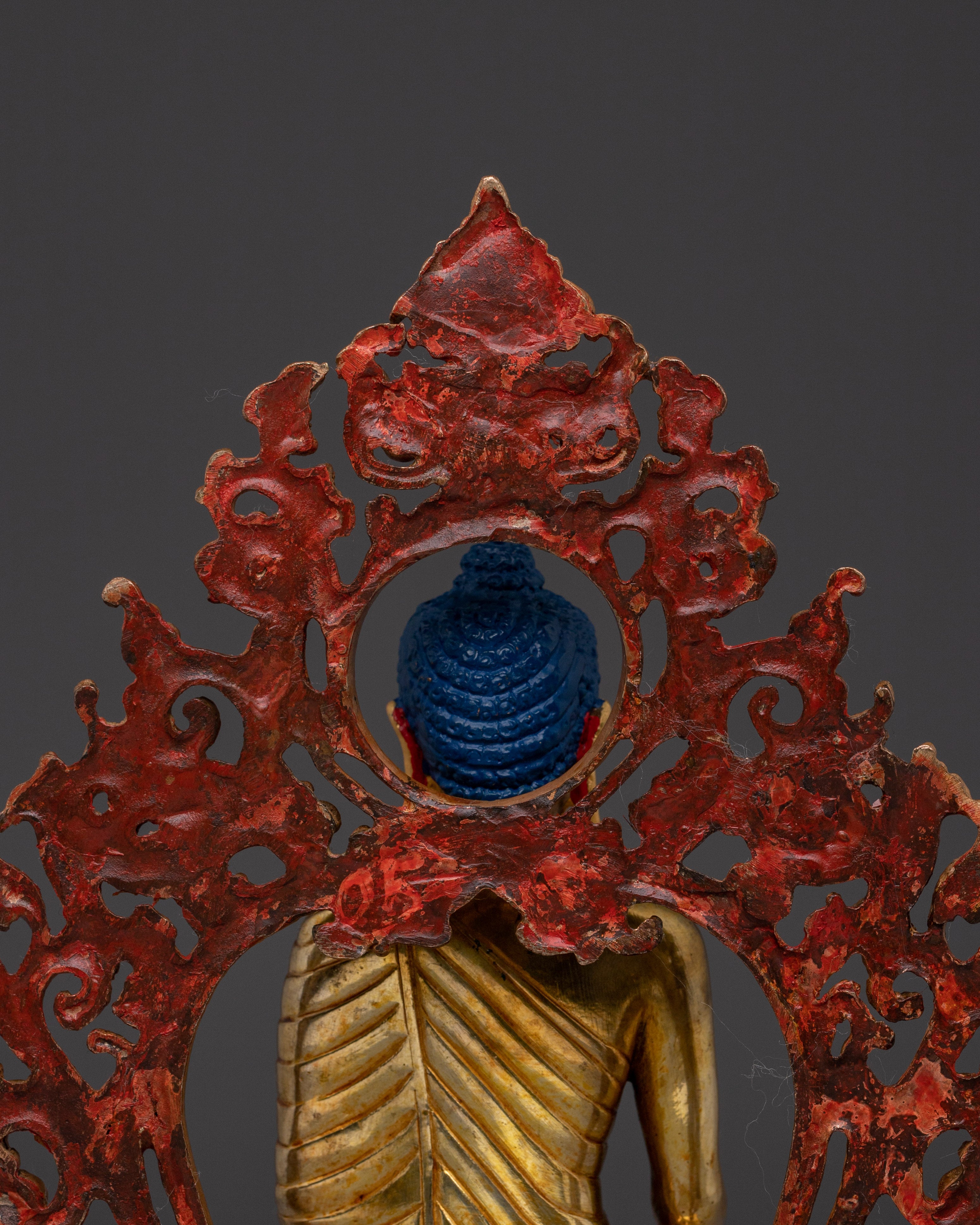 Handcrafted Gold Shakyamuni Buddha Statue with Throne | Home Decor