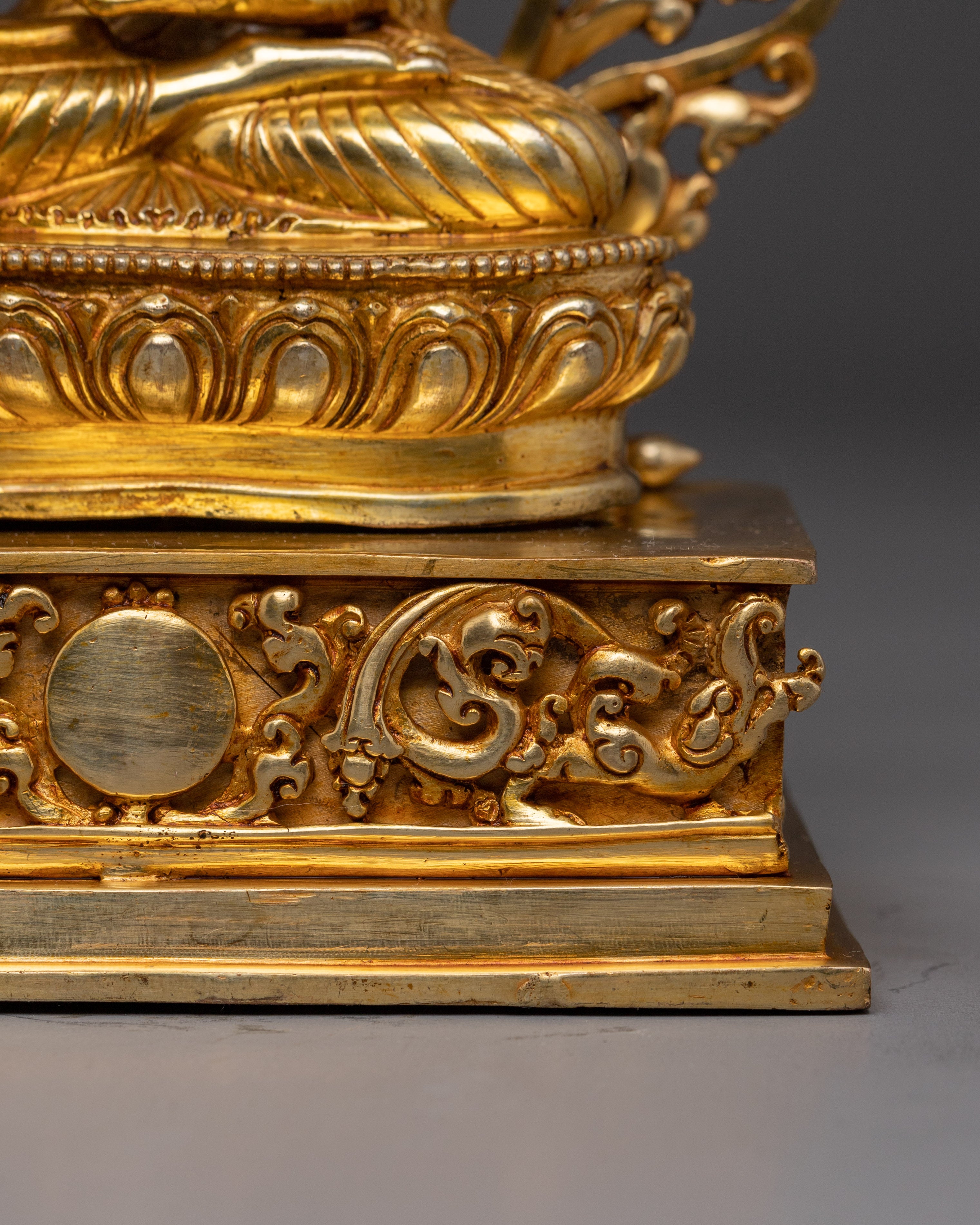 Handcrafted Gold Shakyamuni Buddha Statue with Throne | Home Decor