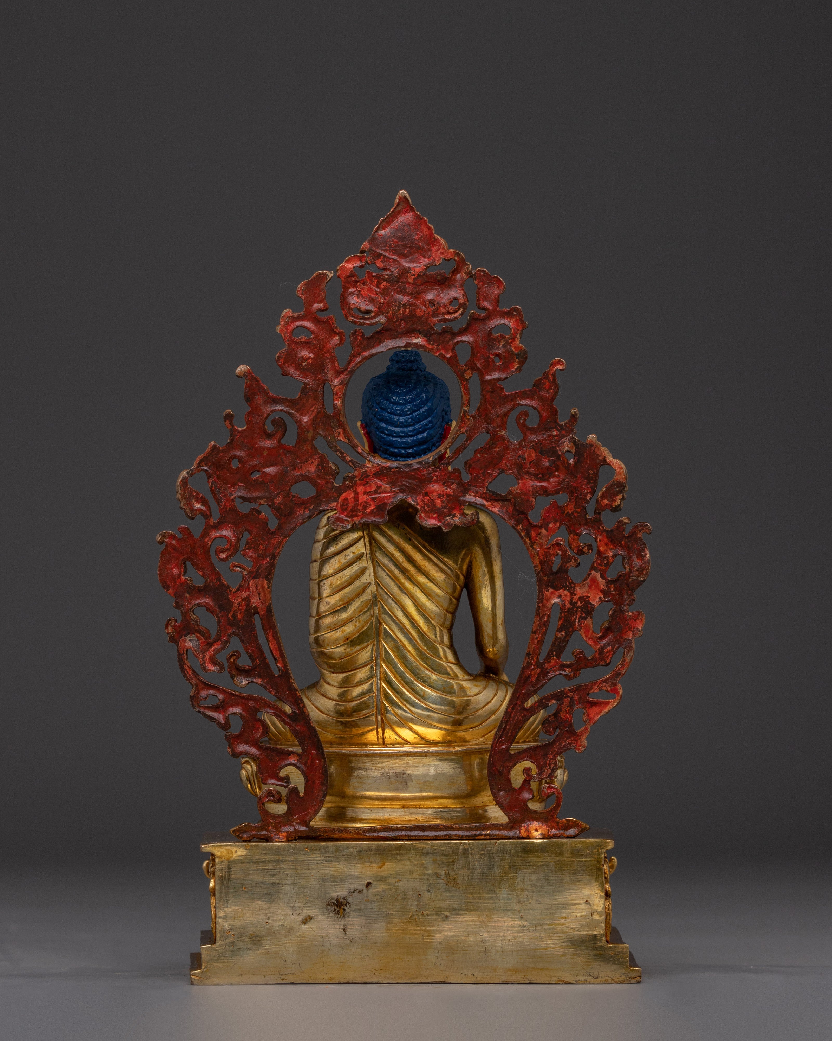 Handcrafted Gold Shakyamuni Buddha Statue with Throne | Home Decor