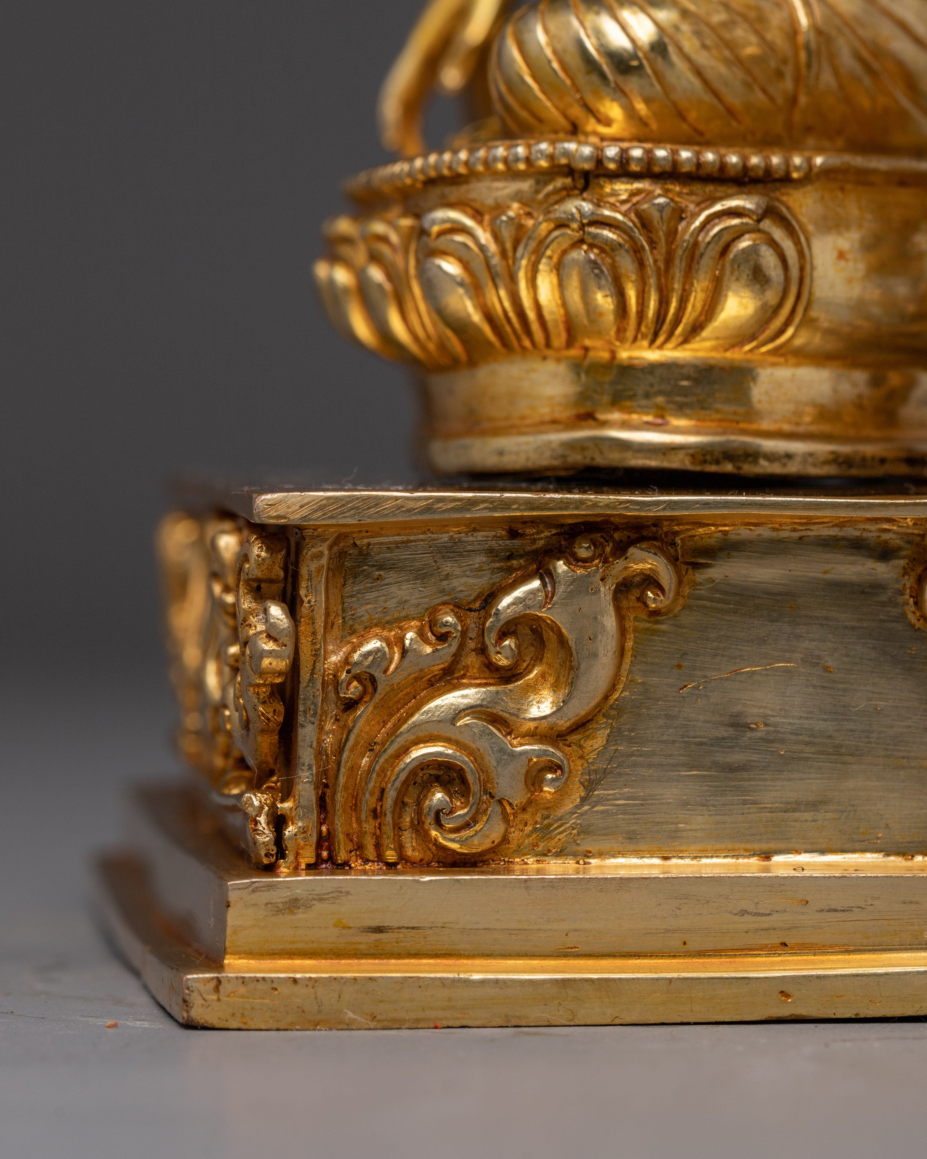 Handcrafted Gold Shakyamuni Buddha Statue with Throne | Home Decor