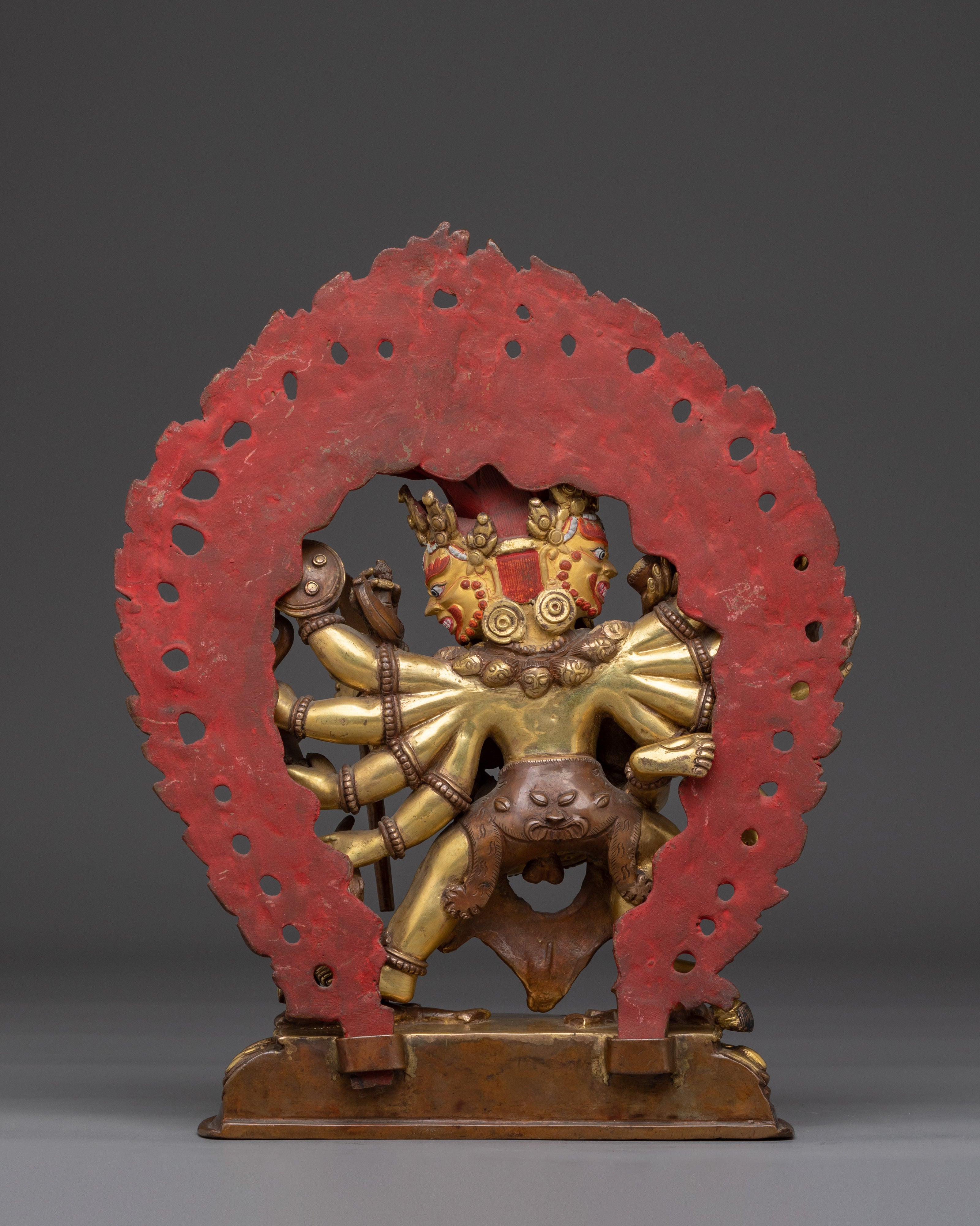 Sculpture of Mahakala with Consort | Wrathful Protector of Wisdom
