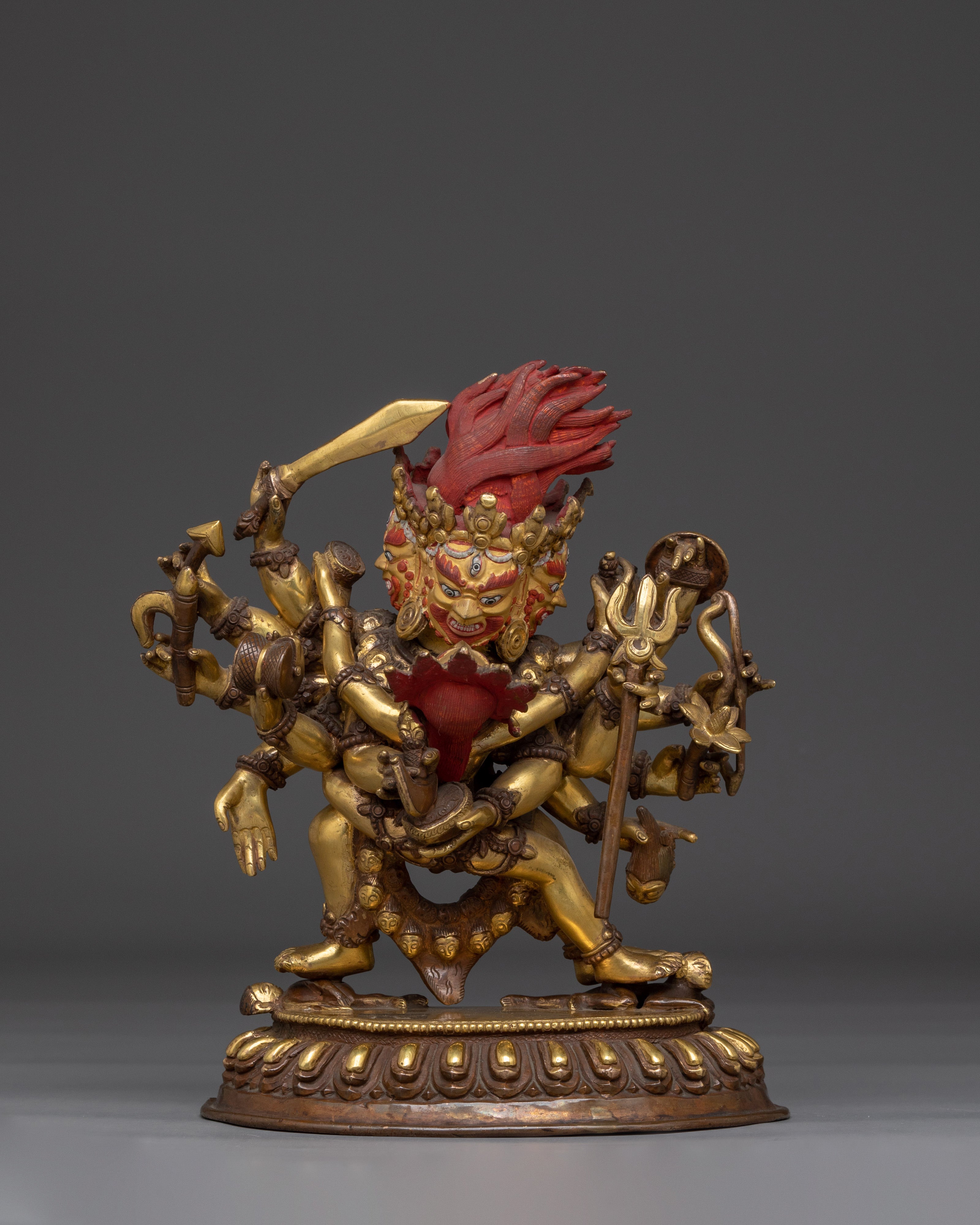 Sculpture of Mahakala with Consort | Wrathful Protector of Wisdom