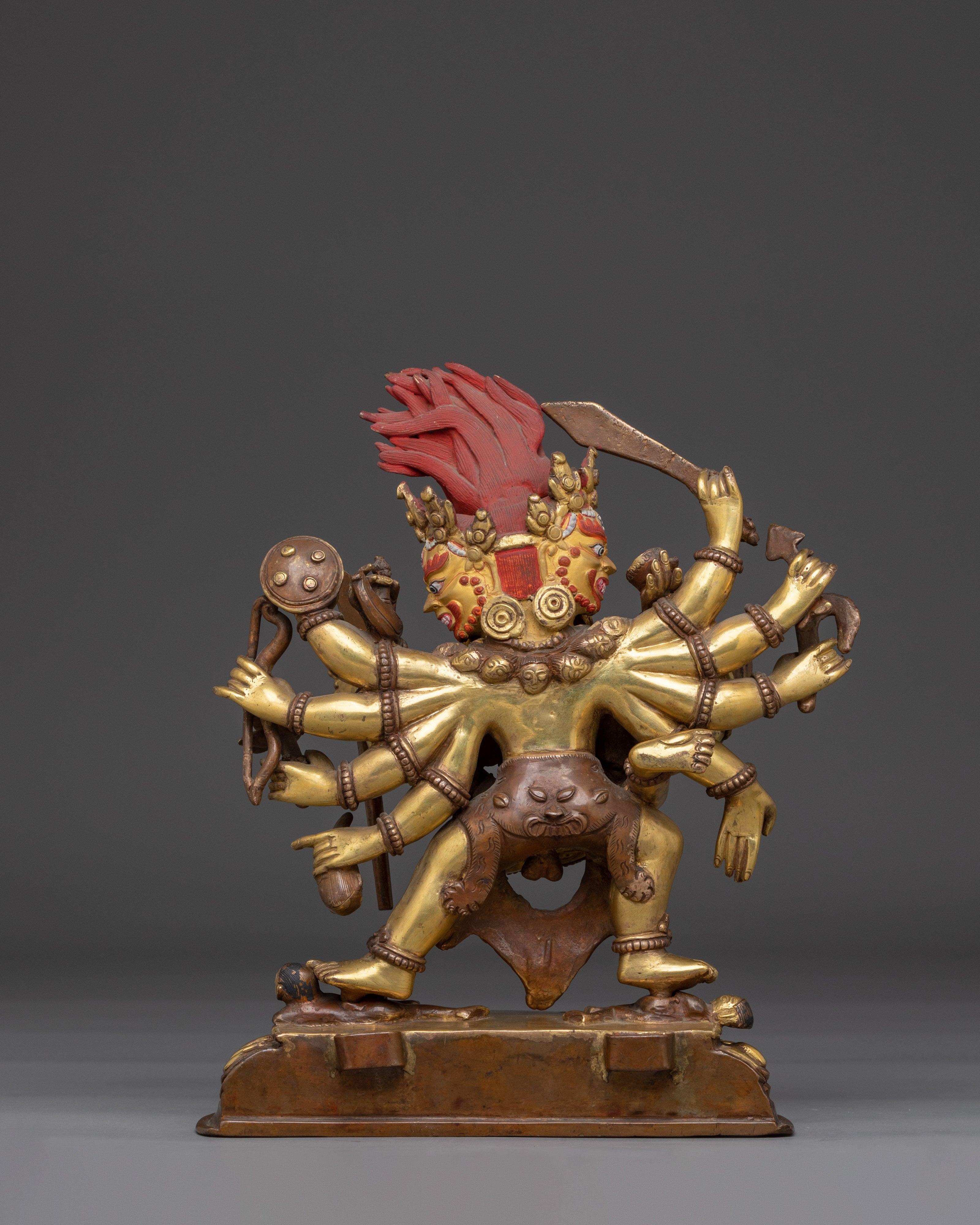 Sculpture of Mahakala with Consort | Wrathful Protector of Wisdom