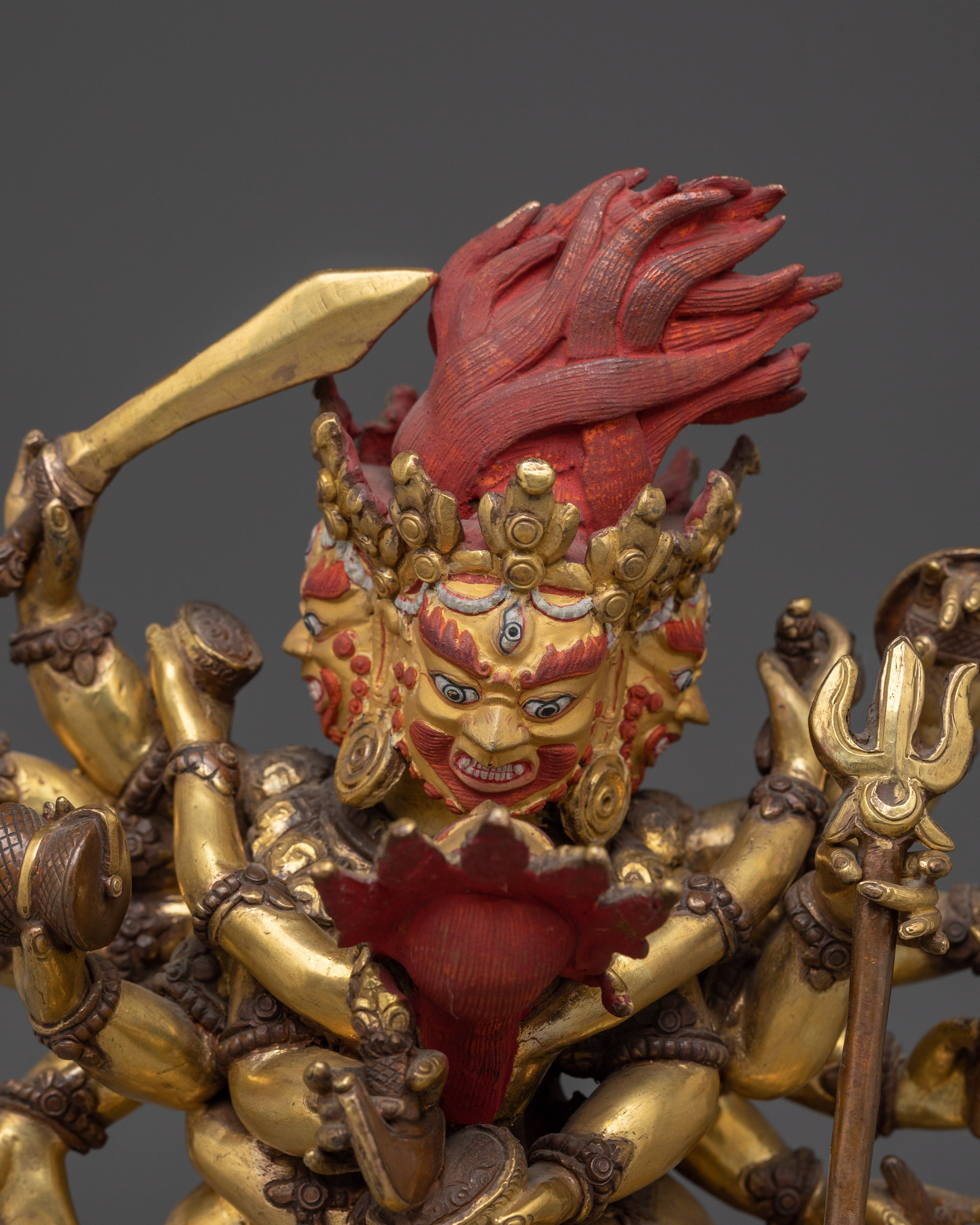 Sculpture of Mahakala with Consort | Wrathful Protector of Wisdom