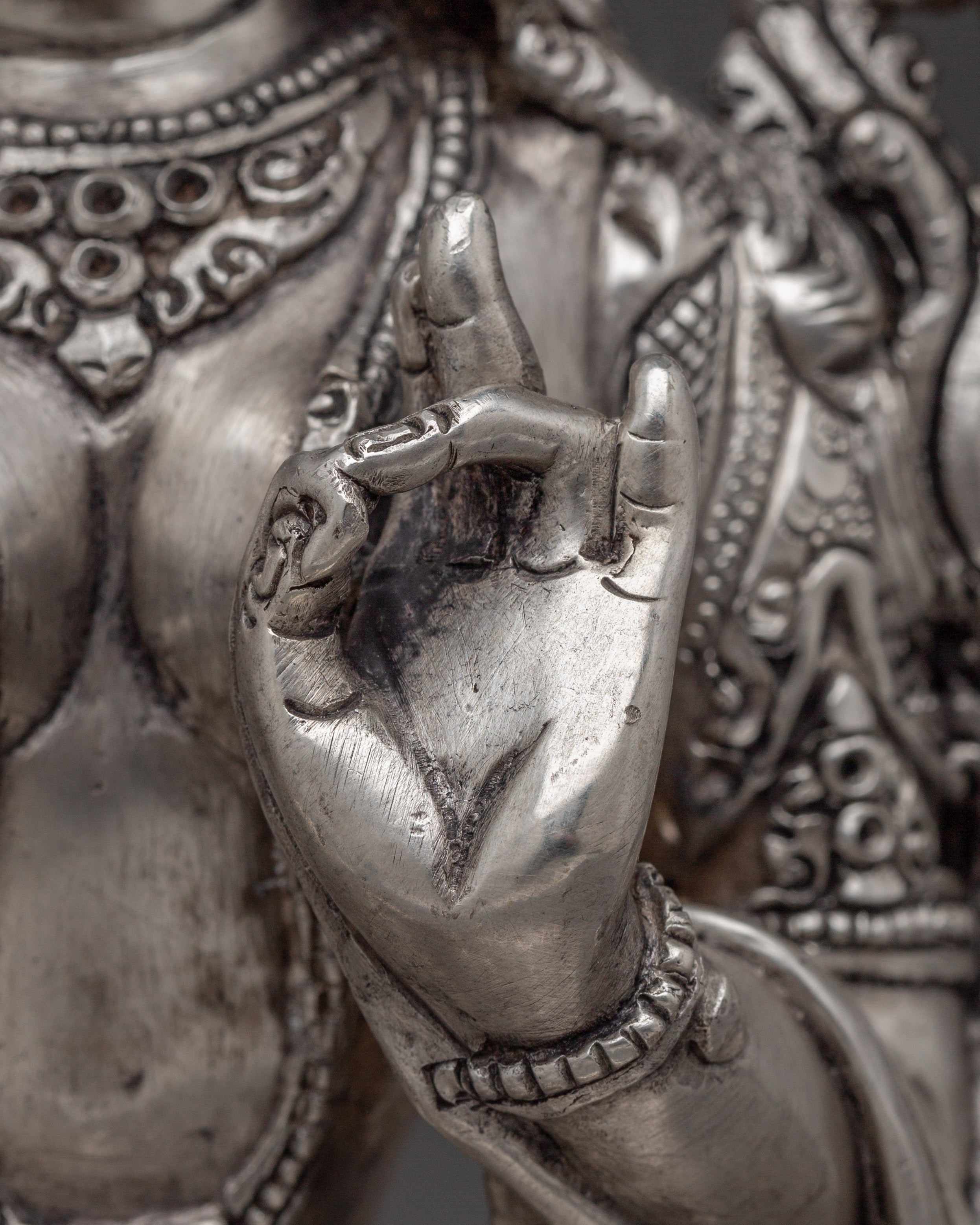 Silver Green Tara Statue | Shyama Tara - Mother of All Buddhas