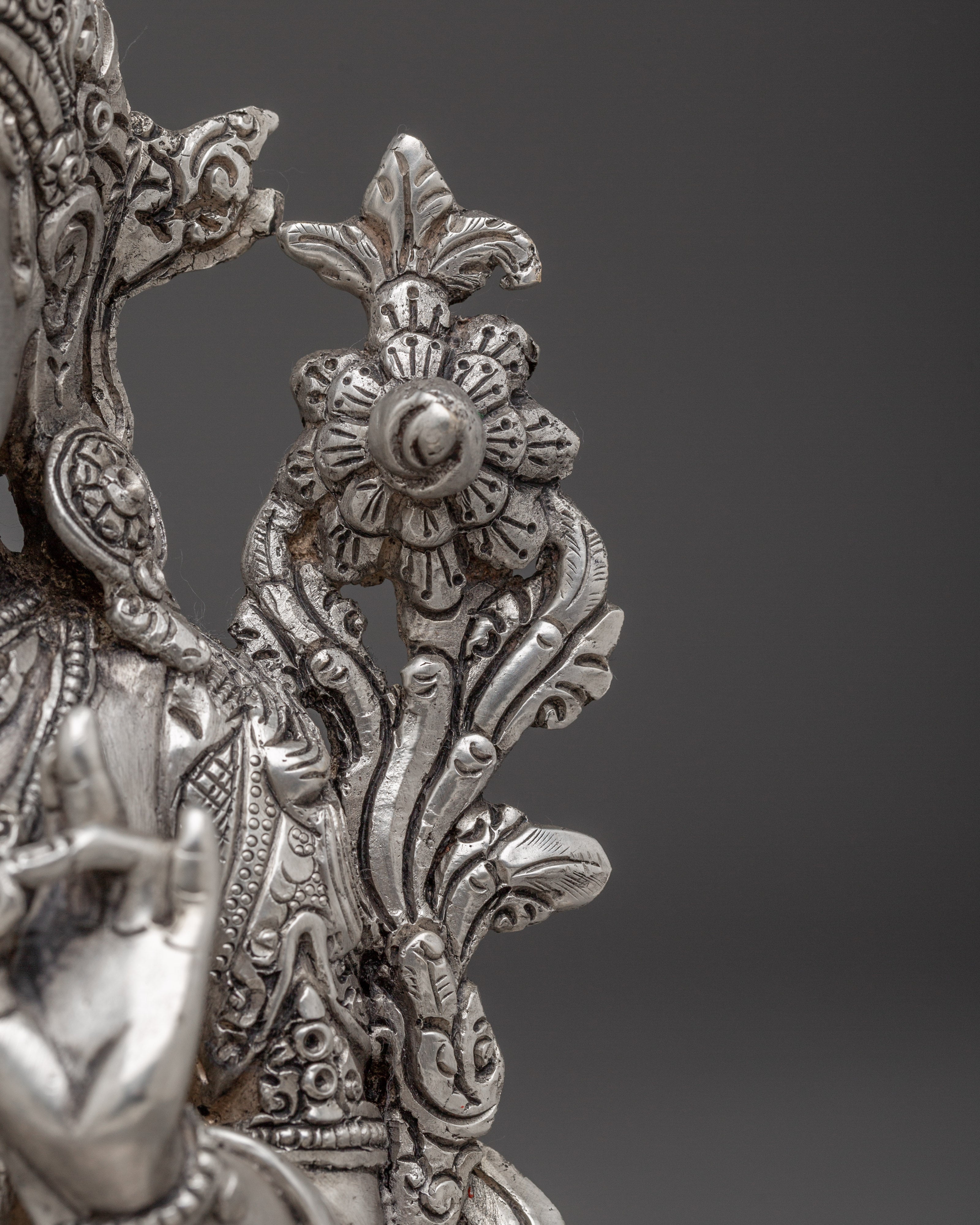 Silver Green Tara Statue | Shyama Tara - Mother of All Buddhas