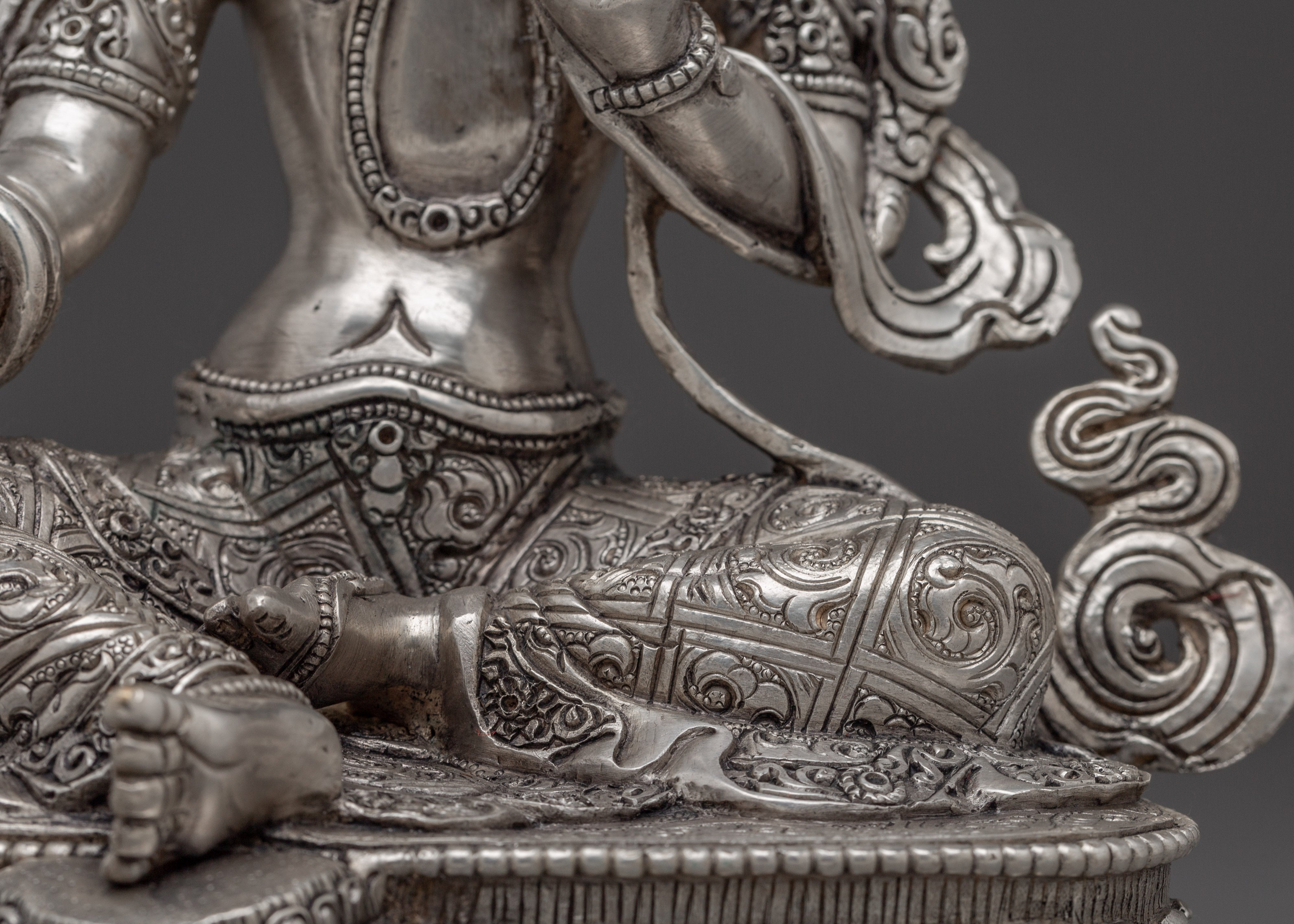 Silver Green Tara Statue | Shyama Tara - Mother of All Buddhas