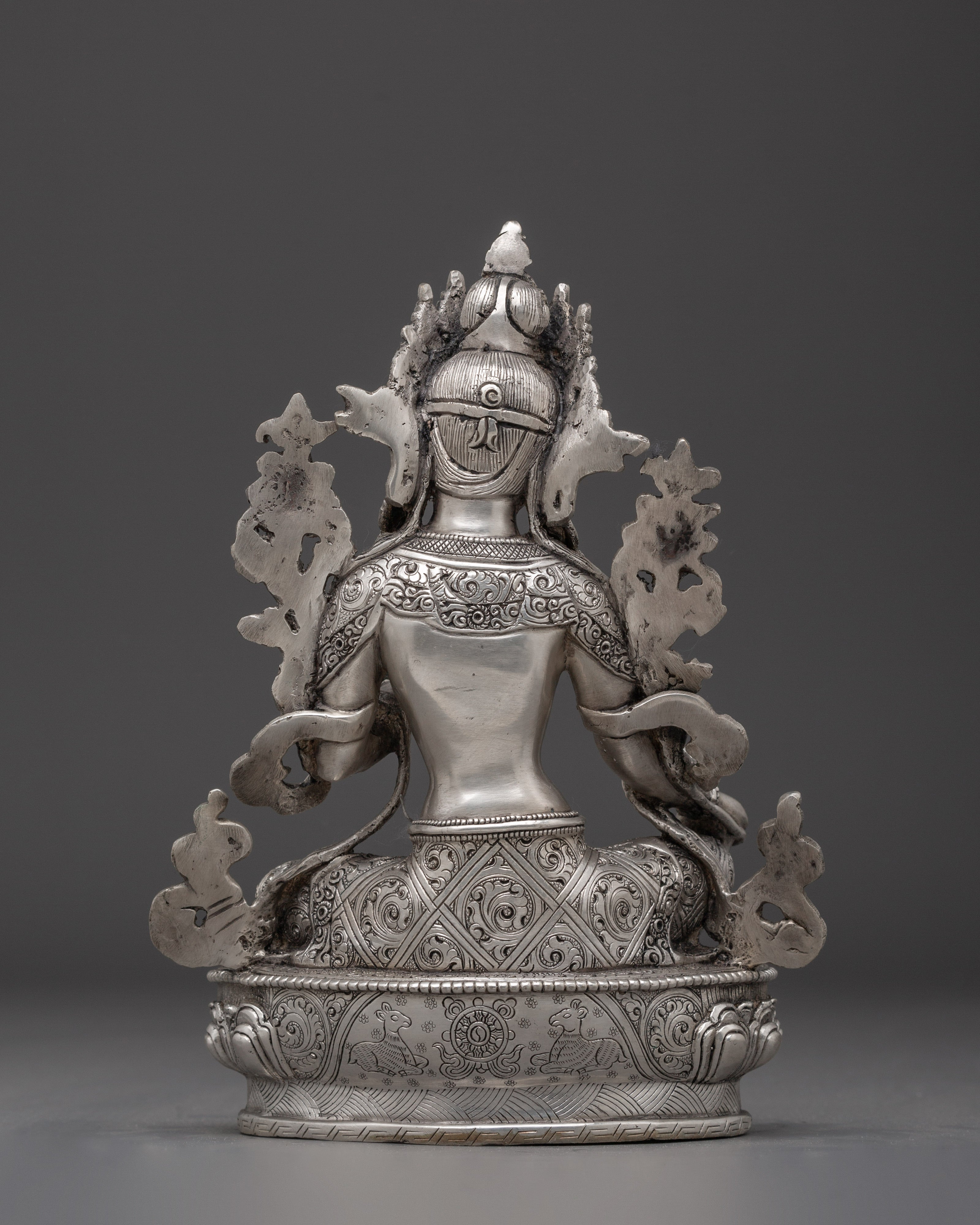 Silver Green Tara Statue | Shyama Tara - Mother of All Buddhas