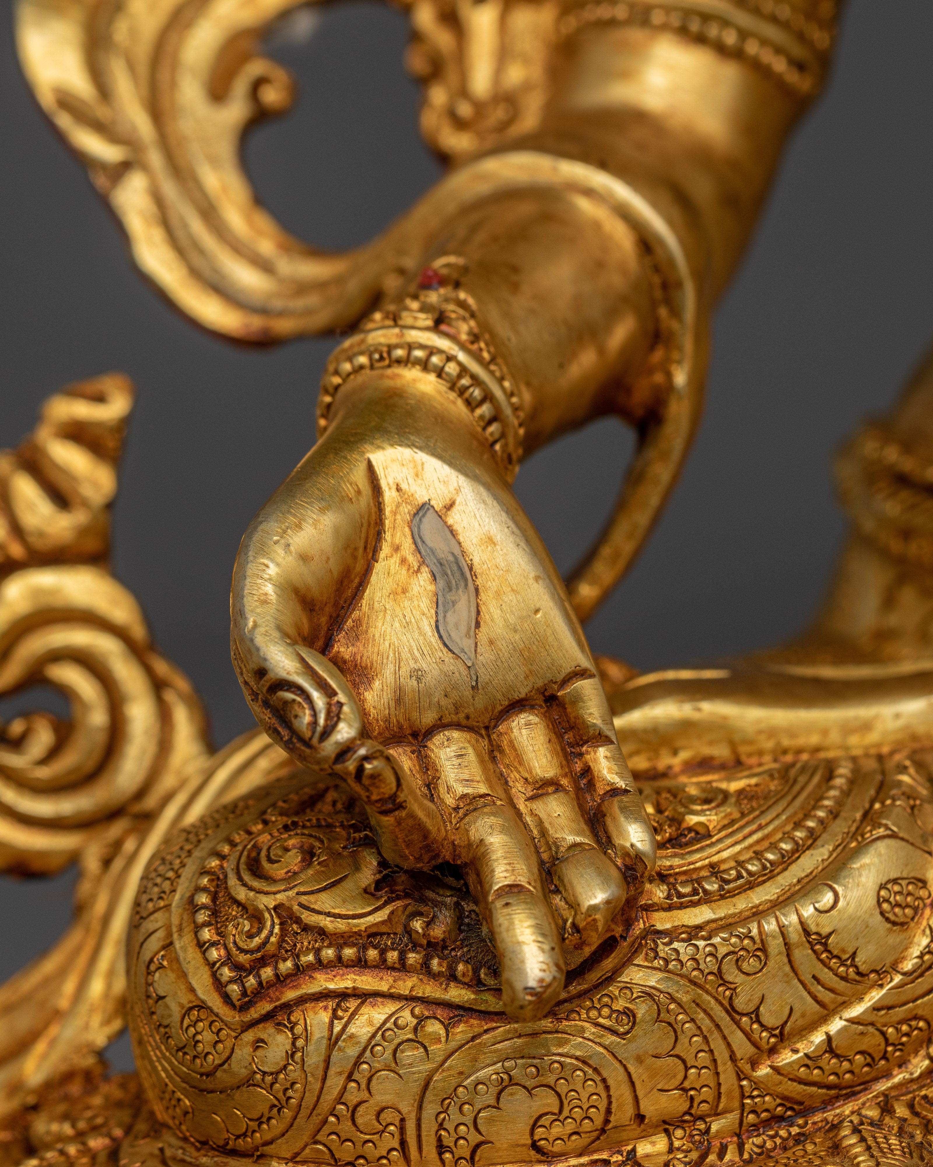 Handcrafted Sacred White Tara Statue | 24K Gold Gilded Copper Statue