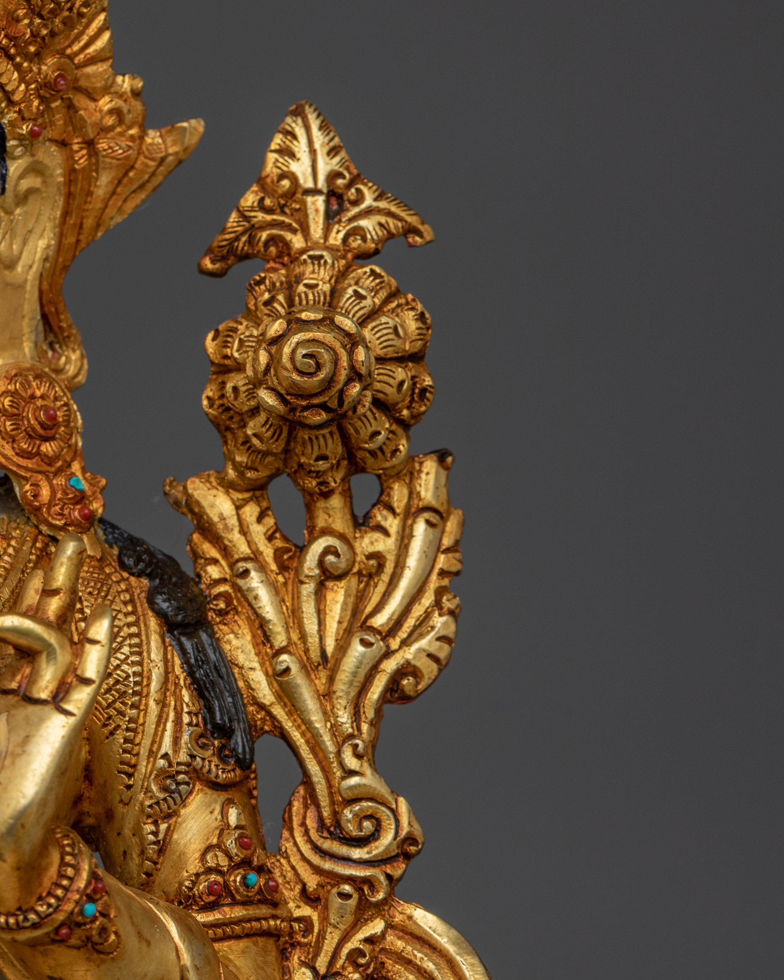 Handcrafted Sacred White Tara Statue | 24K Gold Gilded Copper Statue