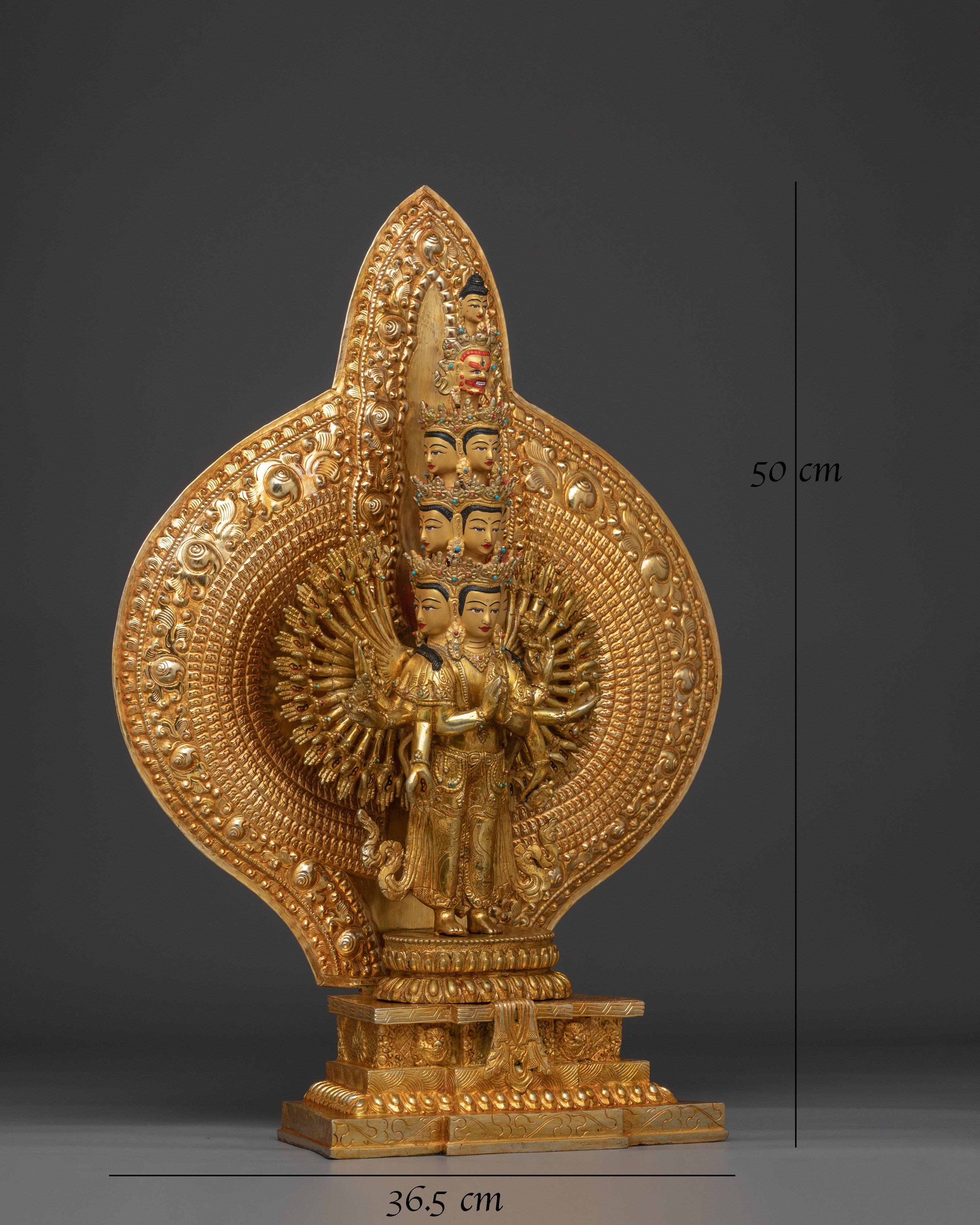 1000 Armed Chenrezig Gold and Copper Statue