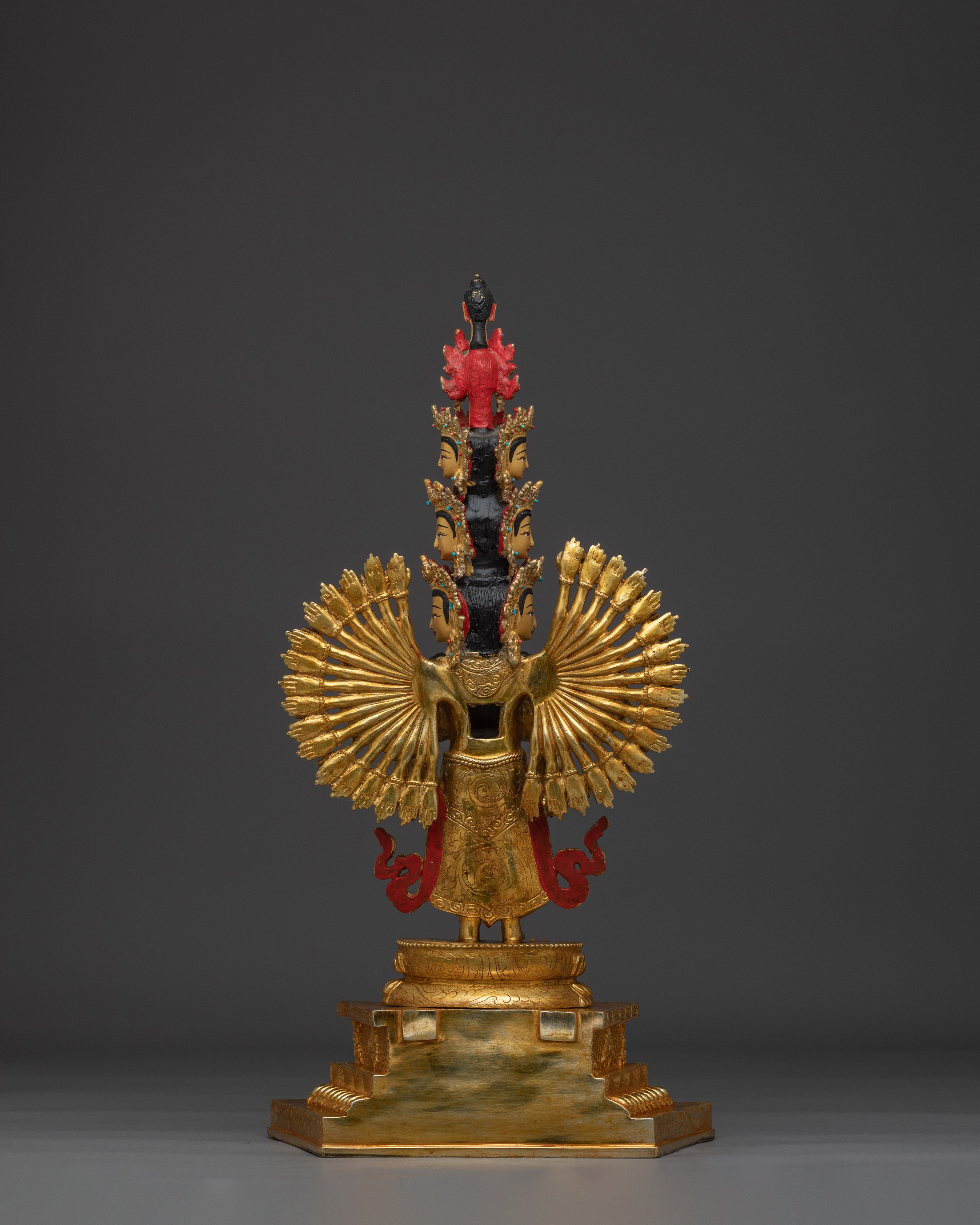 1000 Armed Chenrezig Gold and Copper Statue | Sacred Chenrezig Sculpture for Altar