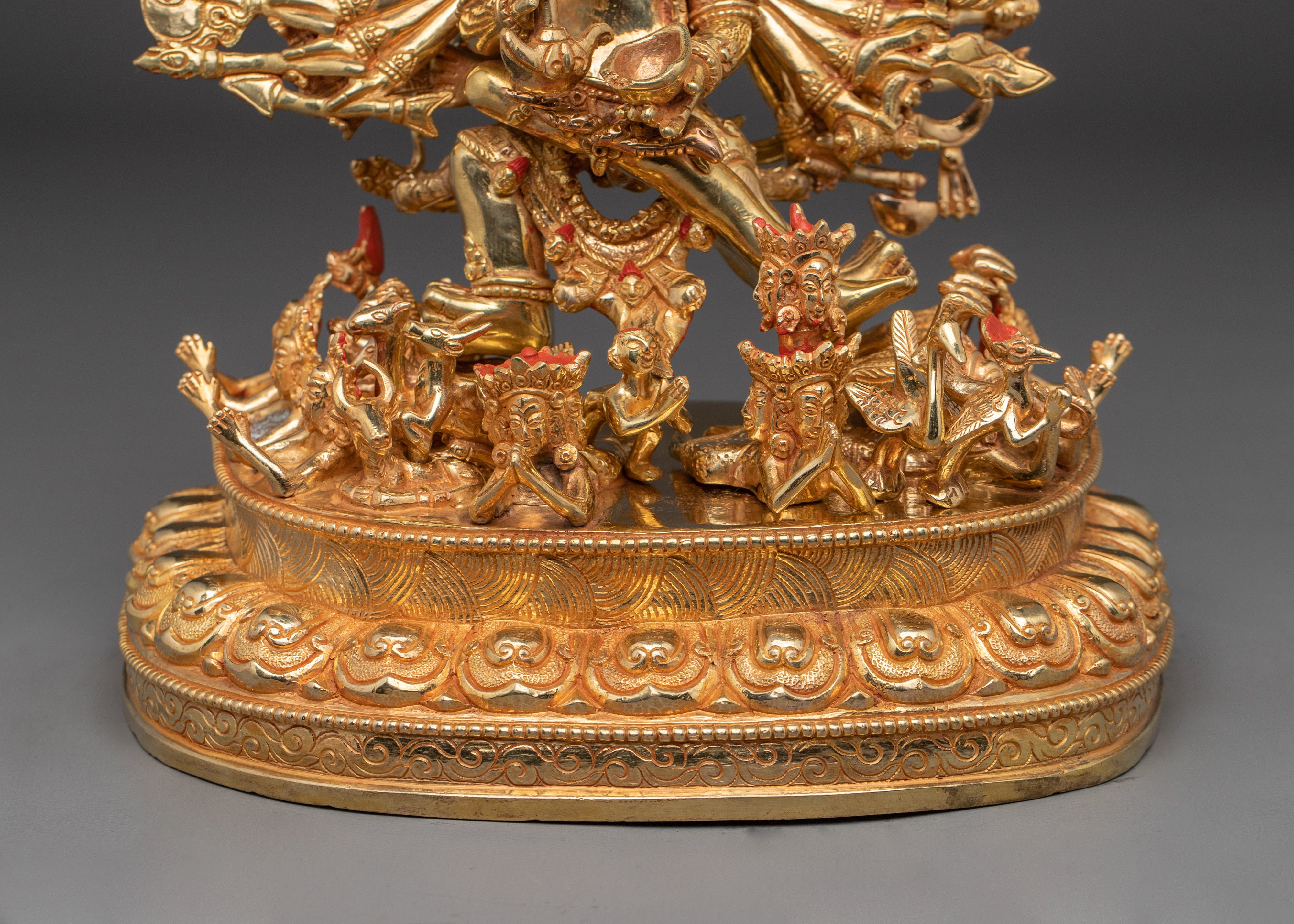 Yamantaka statue in 24K Gold Gilded | Tibetan Protector Deity Sculpture