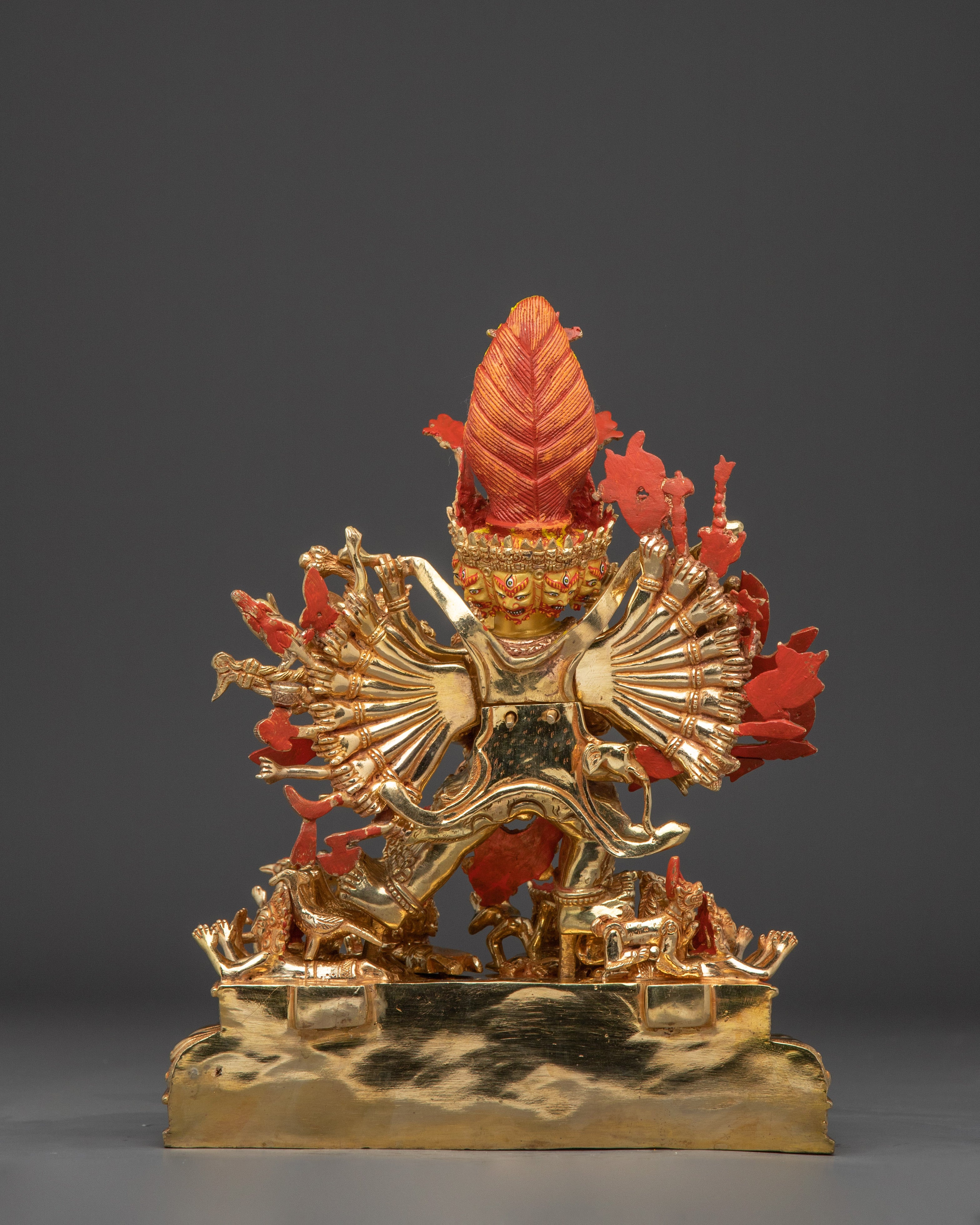 Yamantaka statue in 24K Gold Gilded | Tibetan Protector Deity Sculpture
