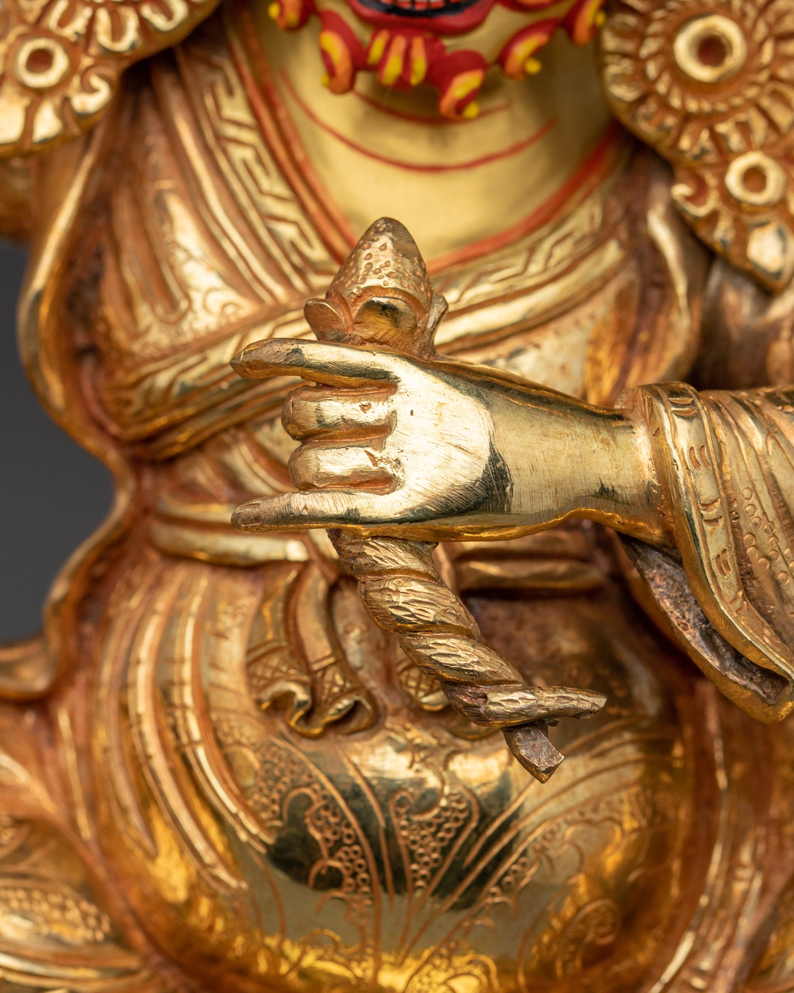 Handicrafted Dorje Legpa Tibetan Protector Deity Statue | 24K Gold Gilded Copper