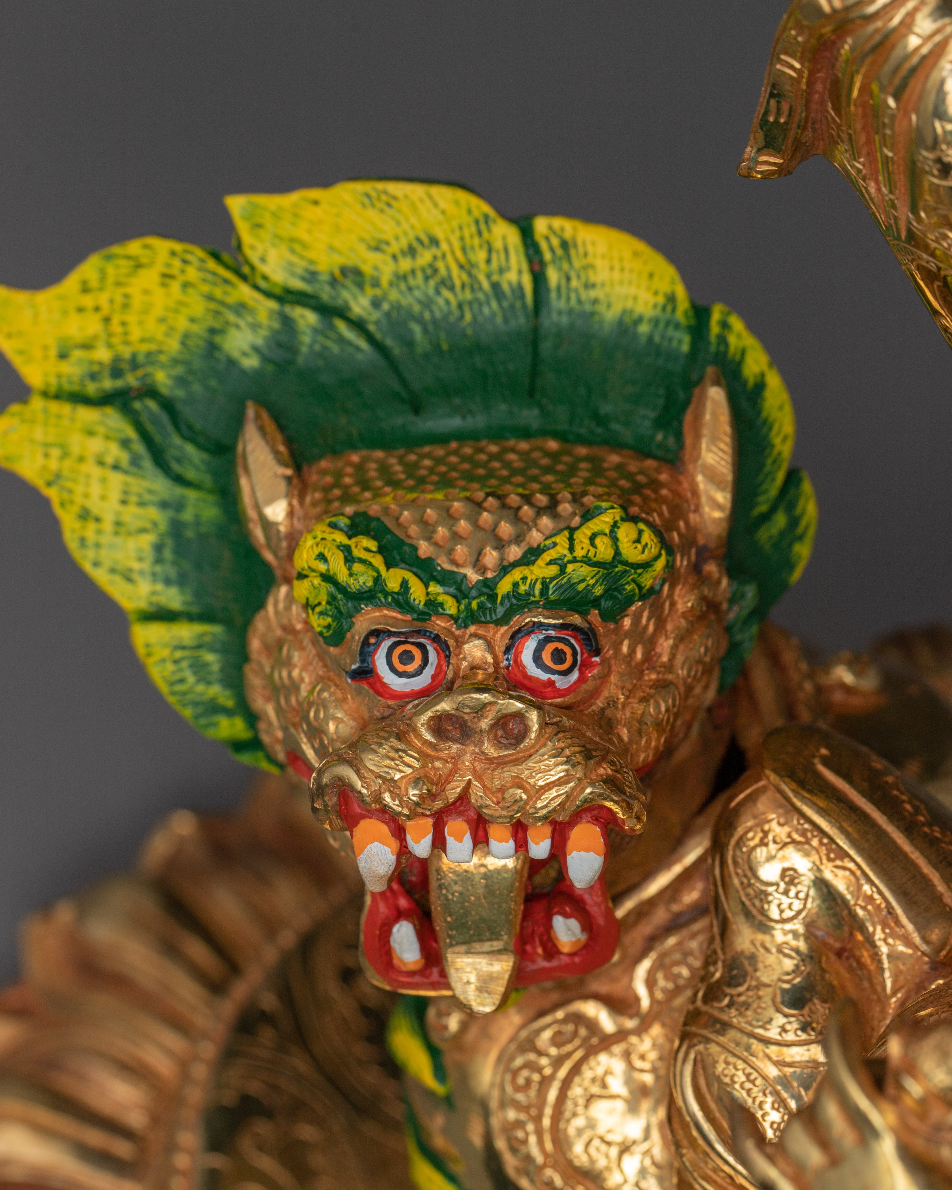 Handicrafted Dorje Legpa Tibetan Protector Deity Statue | 24K Gold Gilded Copper