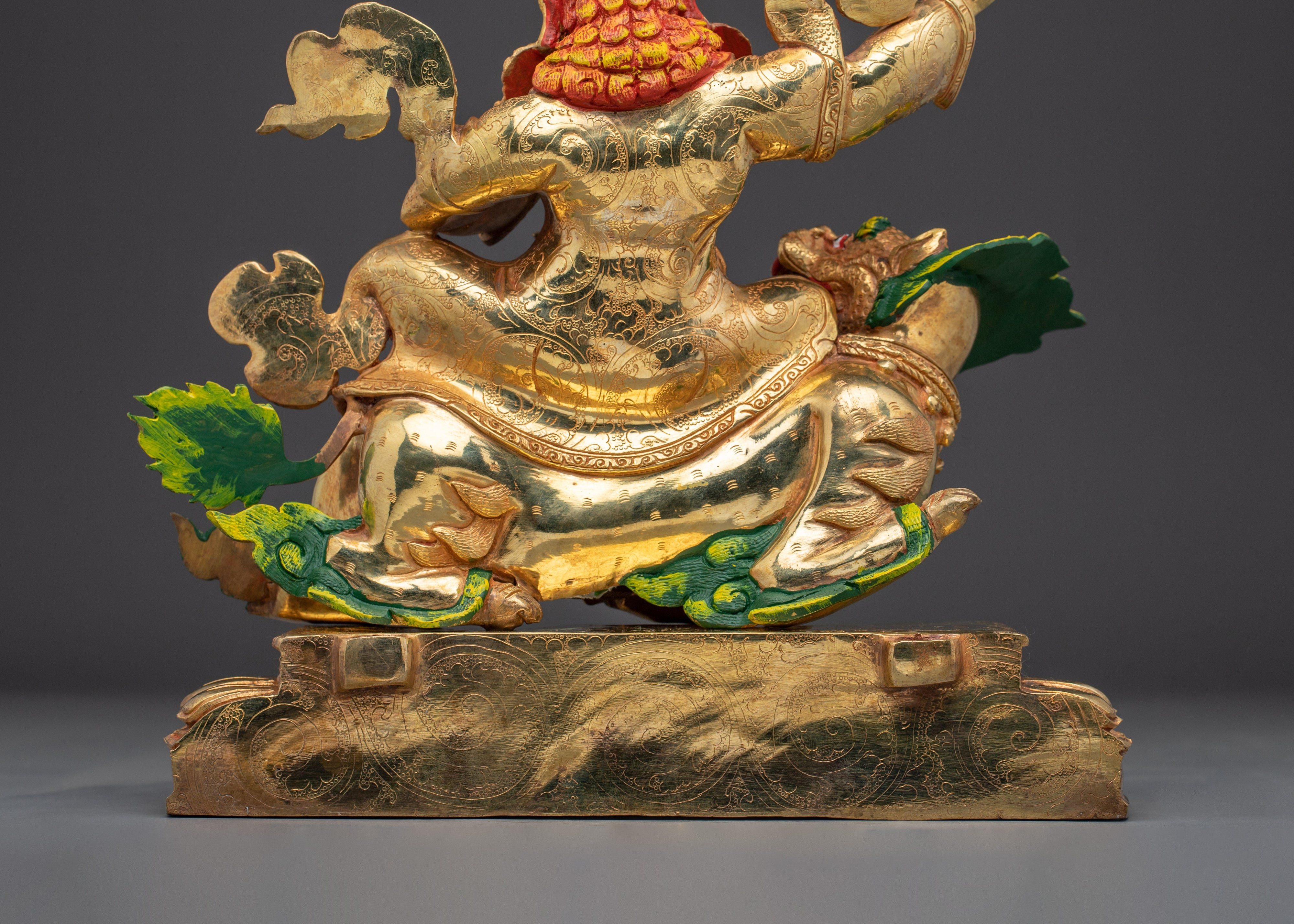 Handicrafted Dorje Legpa Tibetan Protector Deity Statue | 24K Gold Gilded Copper