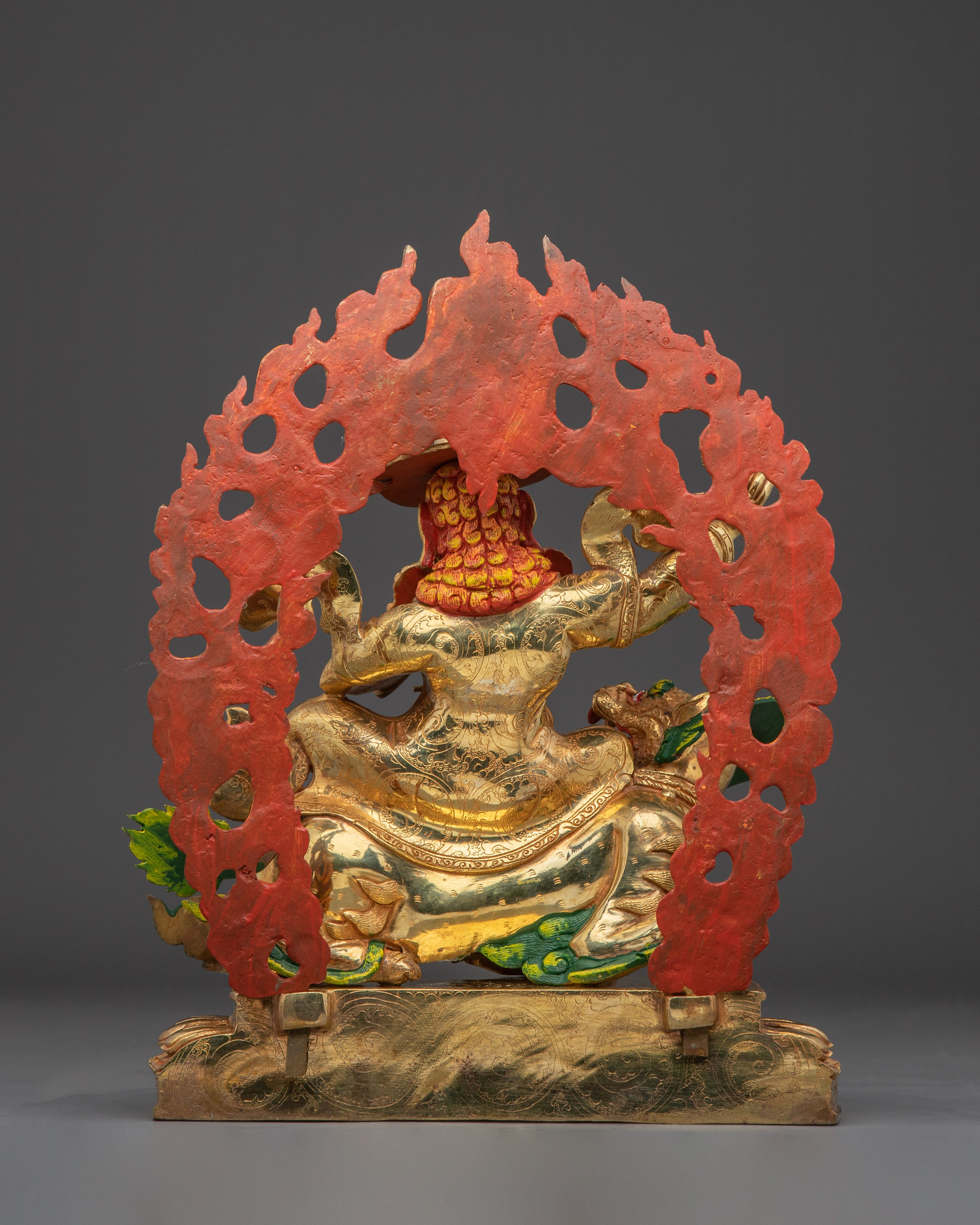 Handicrafted Dorje Legpa Tibetan Protector Deity Statue | 24K Gold Gilded Copper