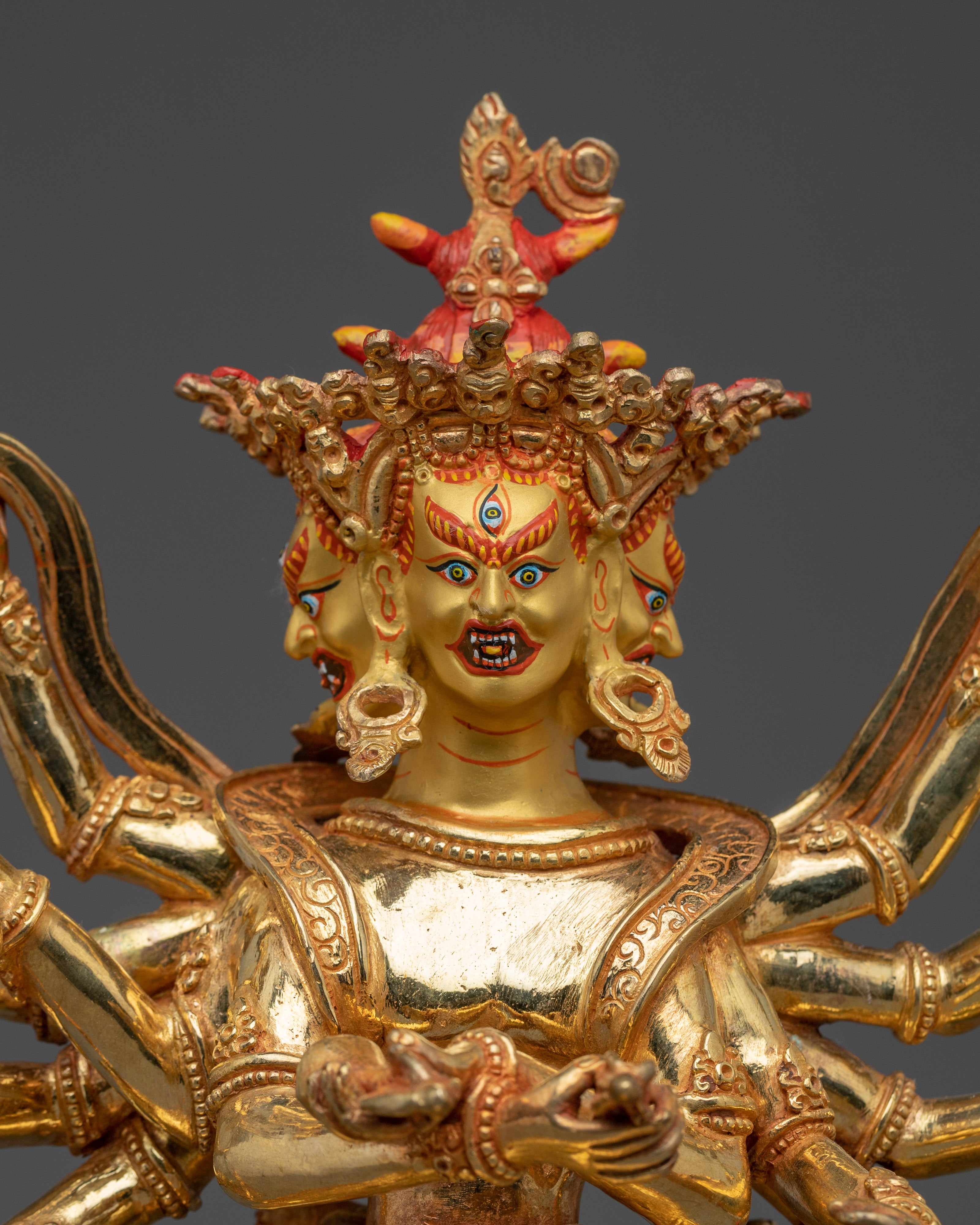 Chakrasambhara with Consort Gold and Copper Statue | Meditation Room, and Sacred Space